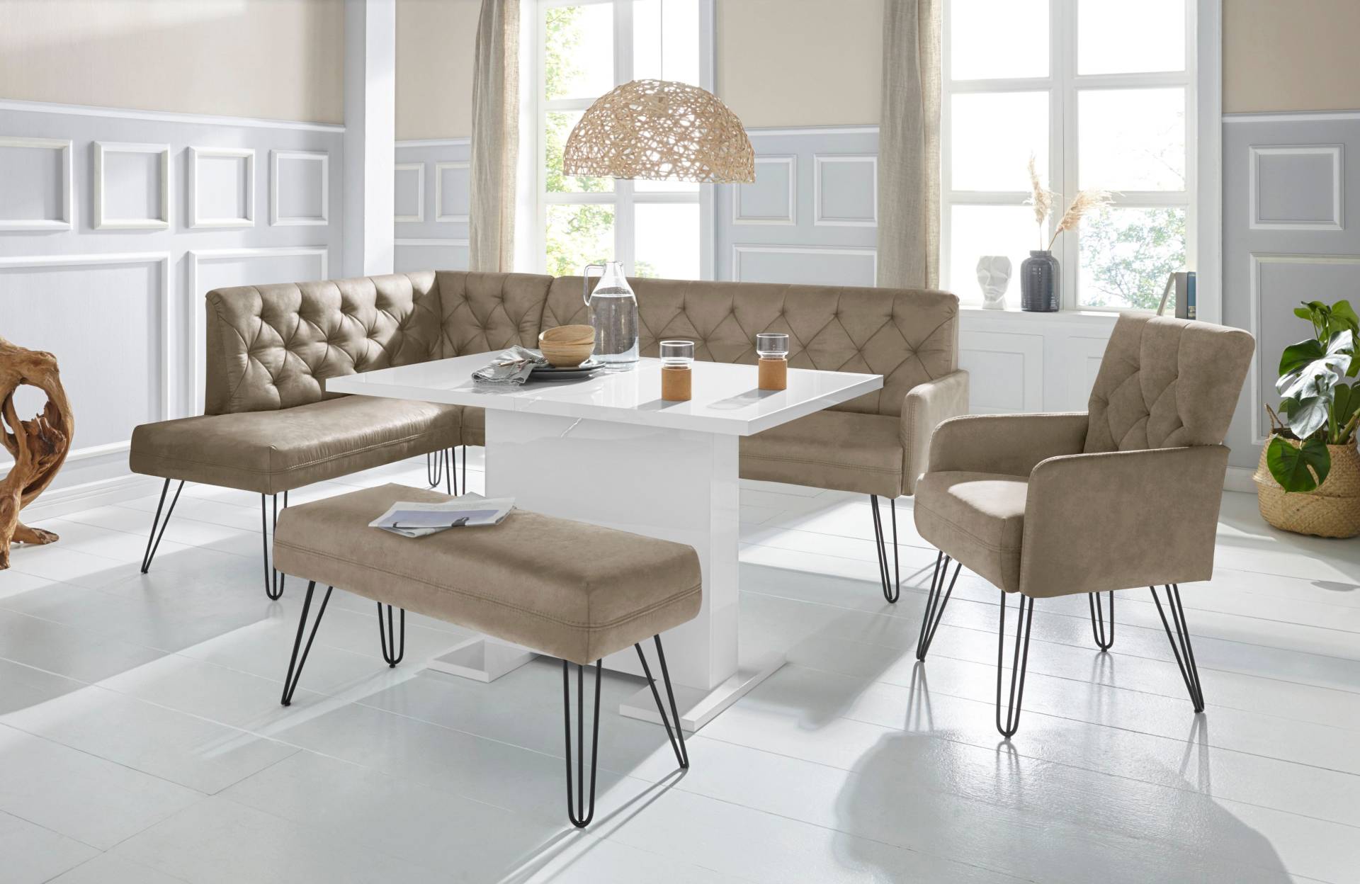 exxpo - sofa fashion Eckbank »Doppio, Chesterfield Optik, komfortabel und bequem, hohe Designfüsse«, Frei im Raum stellbar exxpo - sofa fashion Eckbank »Doppio, Chesterfield Optik, komfortabel und bequem, hohe Designfüsse«, Frei im Raum stellbar von exxpo - sofa fashion