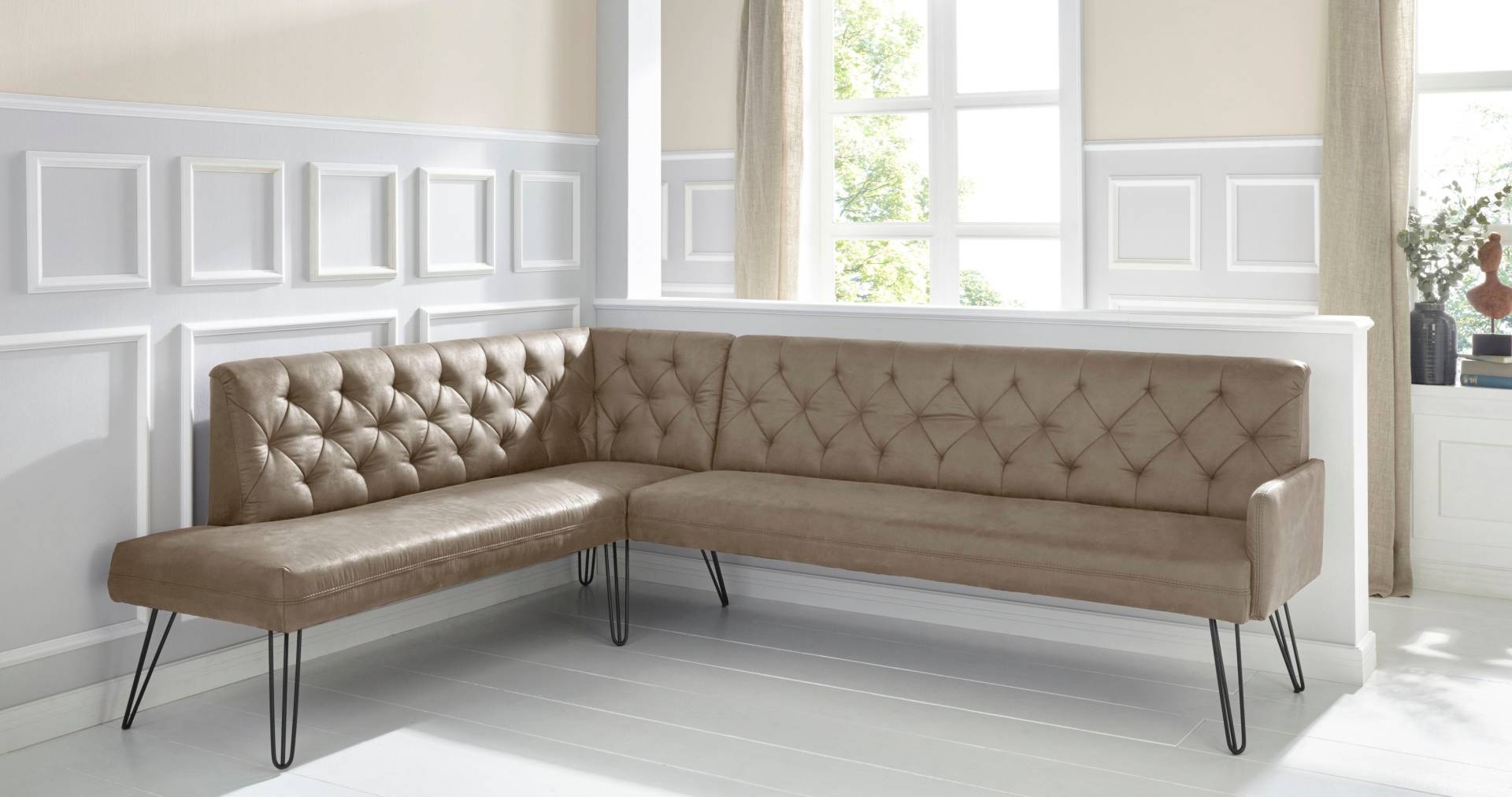 exxpo - sofa fashion Eckbank »Doppio, Chesterfield Optik, komfortabel und bequem, hohe Designfüsse«, Frei im Raum stellbar exxpo - sofa fashion Eckbank »Doppio, Chesterfield Optik, komfortabel und bequem, hohe Designfüsse«, Frei im Raum stellbar von exxpo - sofa fashion