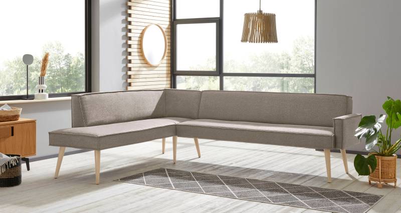 exxpo - sofa fashion Eckbank »Lungo, moderne Kedernaht, bequem und elegant, hoher Holzfuss«, hochwertige Detailverarbeitung, frei im Raum stellbar von exxpo - sofa fashion