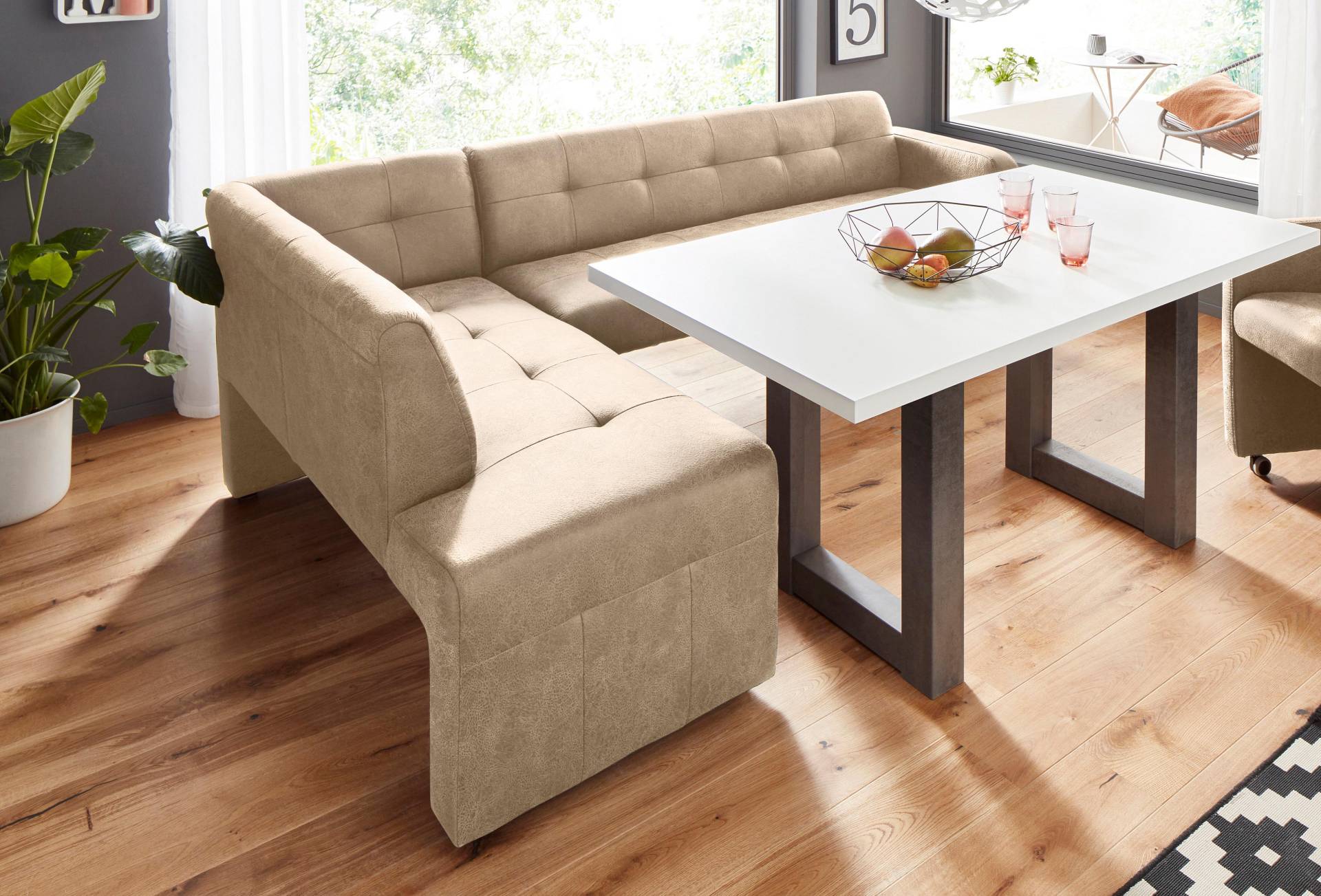 exxpo - sofa fashion Eckbank »Barista mit toller Detailverarbeitung, hohe Bodenfreiheit«, Komfortsitzhöhe 49cm, Frei im Raum stellbar von exxpo - sofa fashion
