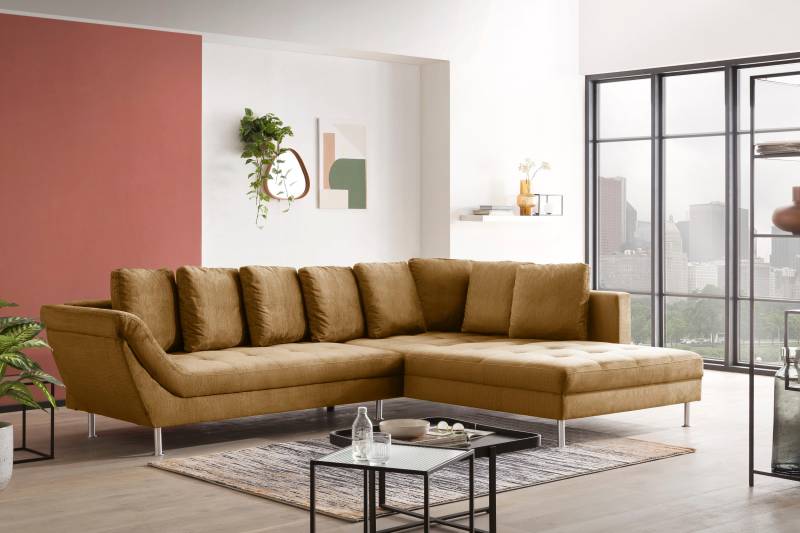 exxpo - sofa fashion Ecksofa »Laconi, extravagantes Designsofa mit tollem Sitzkomfort, L-Form«, in hochwertiger Detailverarbeitung, bequeme Armlehne, hoher Fuss von exxpo - sofa fashion