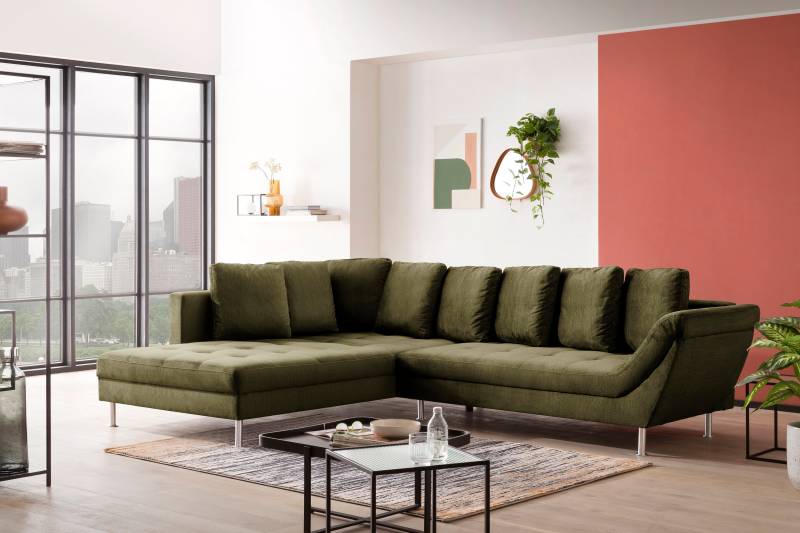 exxpo - sofa fashion Ecksofa »Laconi, extravagantes Designsofa mit tollem Sitzkomfort, L-Form«, in hochwertiger Detailverarbeitung, bequeme Armlehne, hoher Fuss von exxpo - sofa fashion