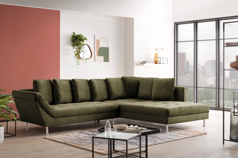 exxpo - sofa fashion Ecksofa »Laconi, extravagantes Designsofa mit tollem Sitzkomfort, L-Form«, in hochwertiger Detailverarbeitung, bequeme Armlehne, hoher Fuss von exxpo - sofa fashion