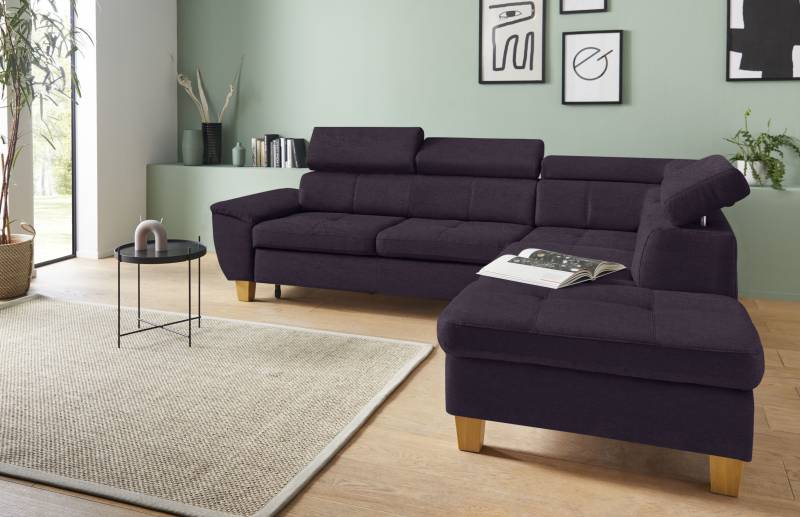 exxpo - sofa fashion Ecksofa »Enya, aufwendige Detailverarbeitung, hoher Sitzkomfort, bequem, L-Form«, mit Kopfteilverstellung, wahlweise Bettfunktion u. Bettkasten von exxpo - sofa fashion