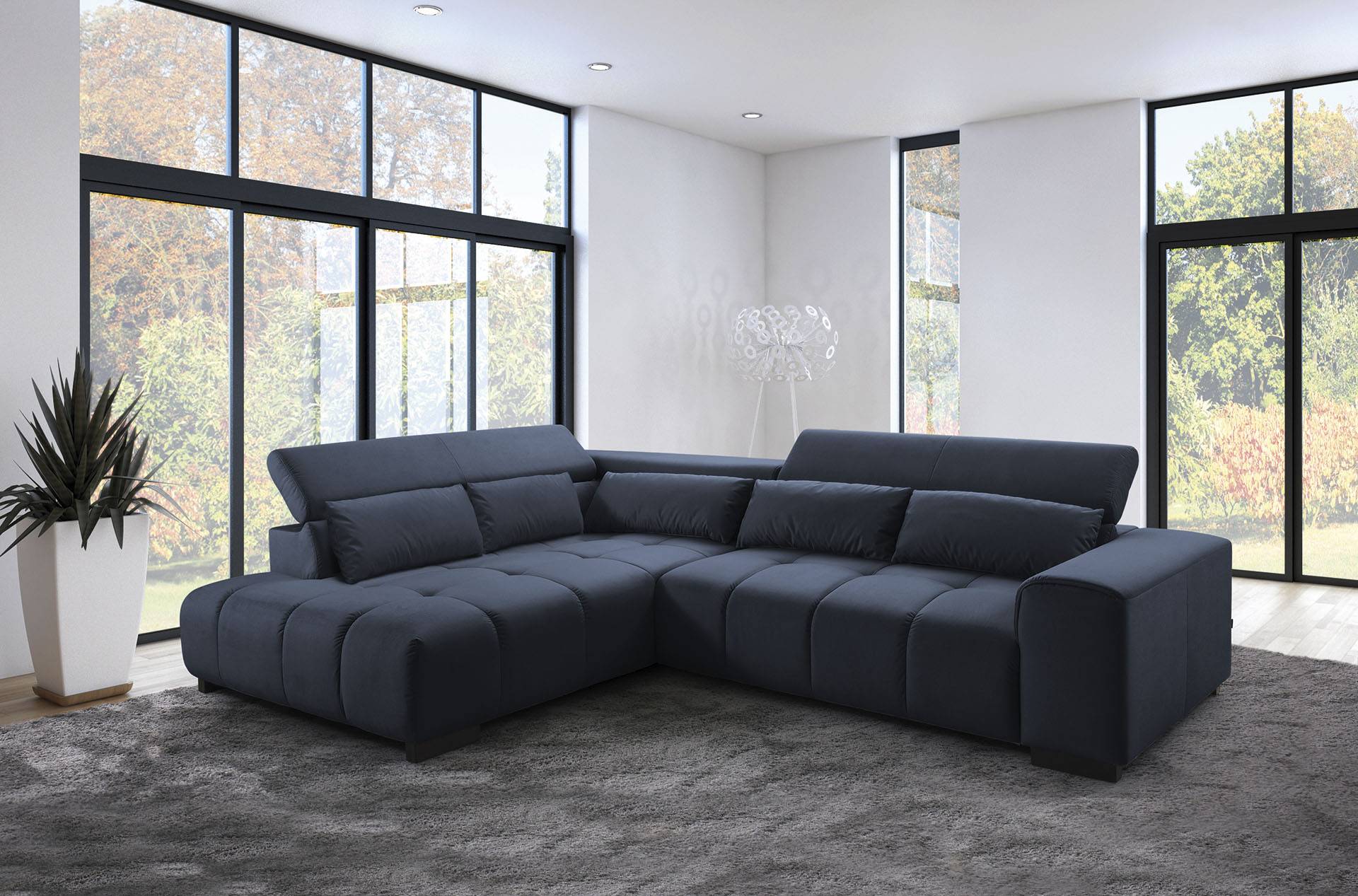 exxpo - sofa fashion Ecksofa »Positano, L-Form«, 3 verstellbare Kopfstützen, wahlw. mit Bettfunktion u. Kissen von exxpo - sofa fashion
