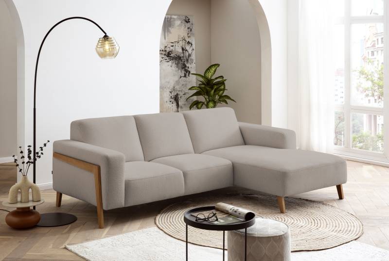 exxpo - sofa fashion Ecksofa »Starr, modern und klassisches Design, hochwertige Verarbeitung, bequem«, L-Form, wahlw. elektrische Sitztiefenverstellung, Massivholzfüsse von exxpo - sofa fashion