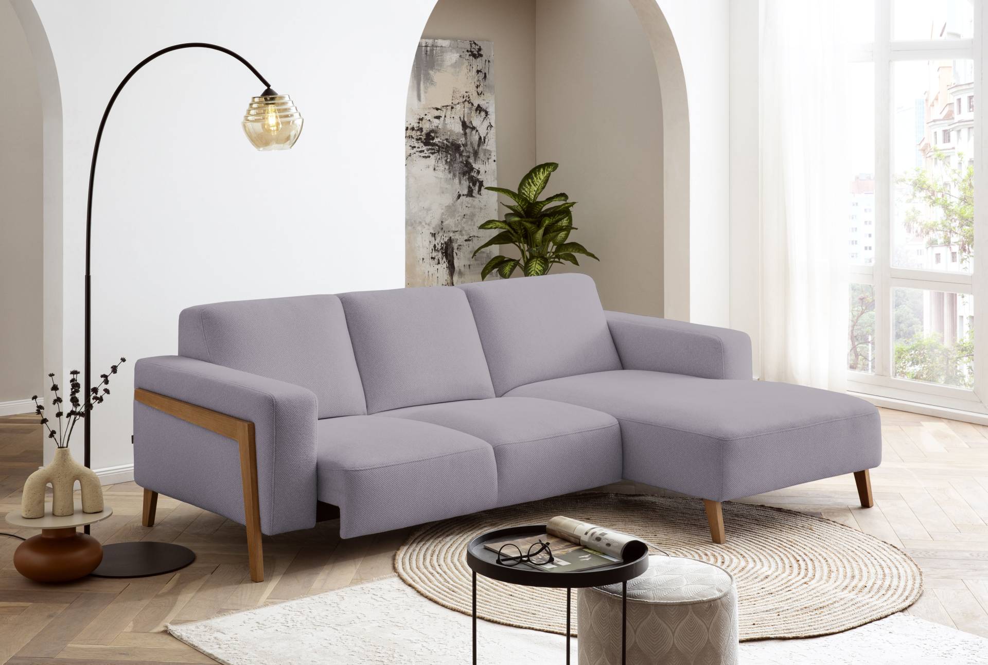 exxpo - sofa fashion Ecksofa »Starr, modern und klassisches Design, hochwertige Verarbeitung, bequem«, L-Form, wahlw. elektrische Sitztiefenverstellung, Massivholzfüsse von exxpo - sofa fashion