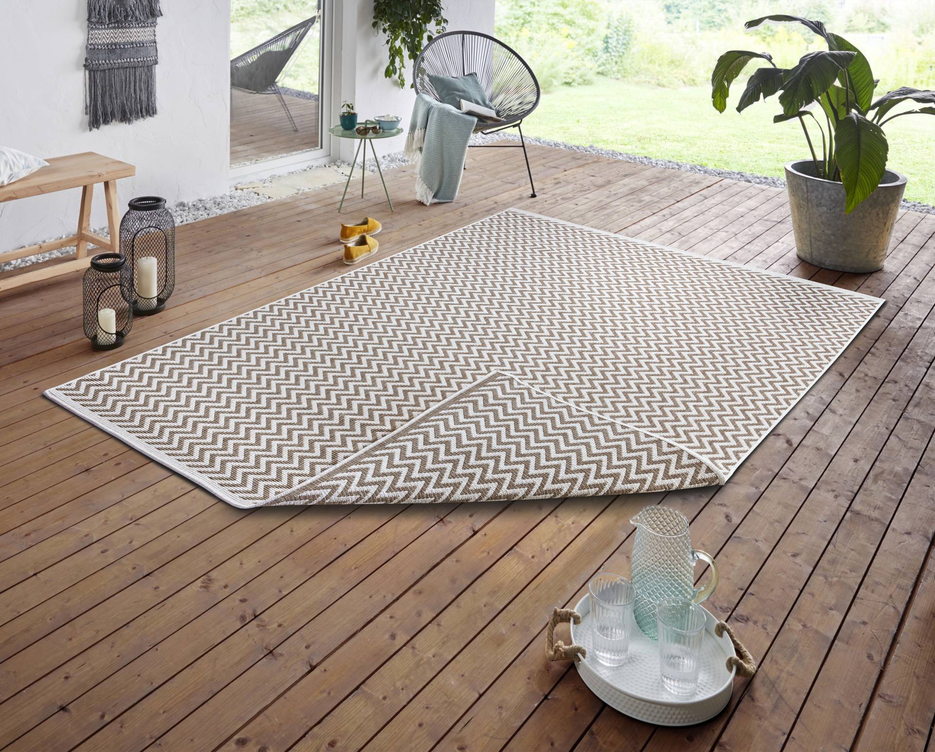 freundin Home Collection Teppich »Ivy 2 Wendeteppich«, rechteckig, 5 mm Höhe, In-& Outdoor, Teppich, Wetterfest, Balkon, Garten, Wohnzimmer, Modern von freundin Home Collection
