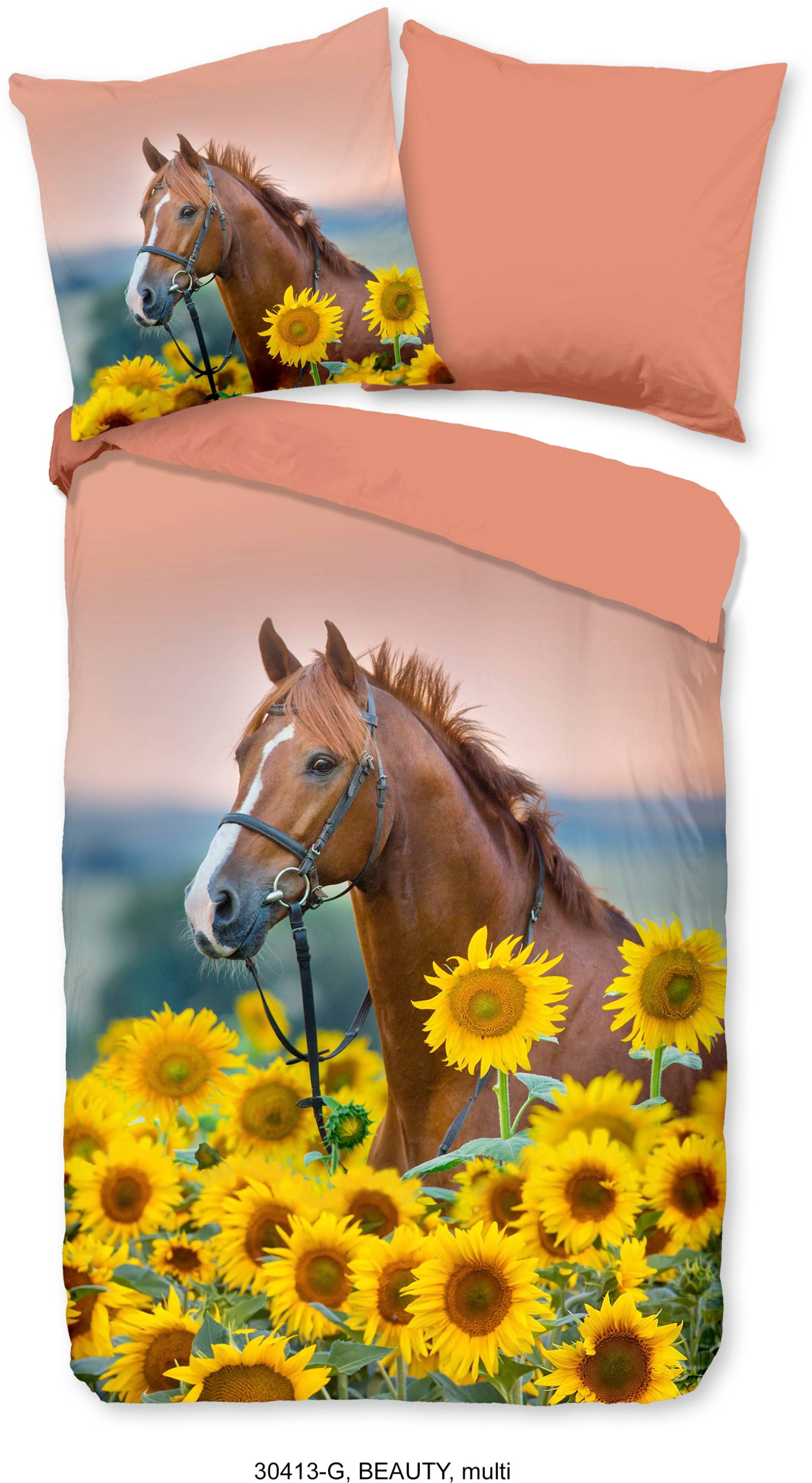 good morning Kinderbettwäsche »Beauty Horse Sunflower«, (2 tlg.) von good morning