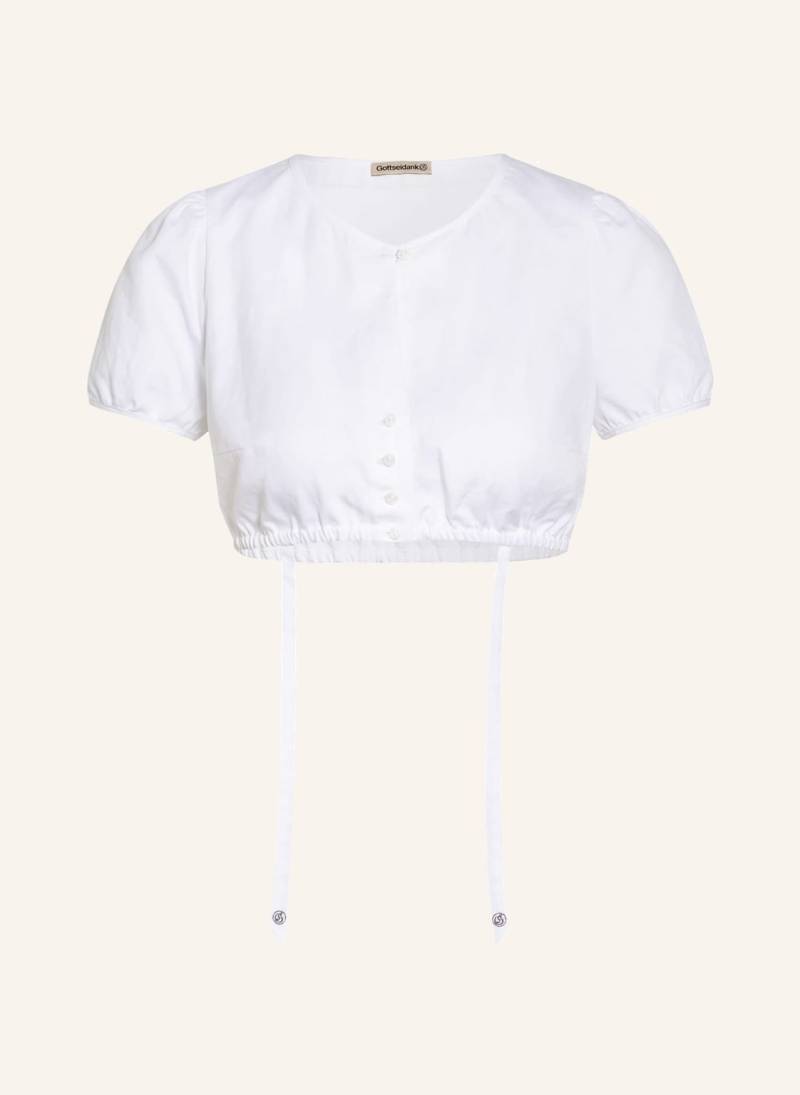 Gottseidank Dirndlbluse Ella Mit Leinen weiss von gottseidank