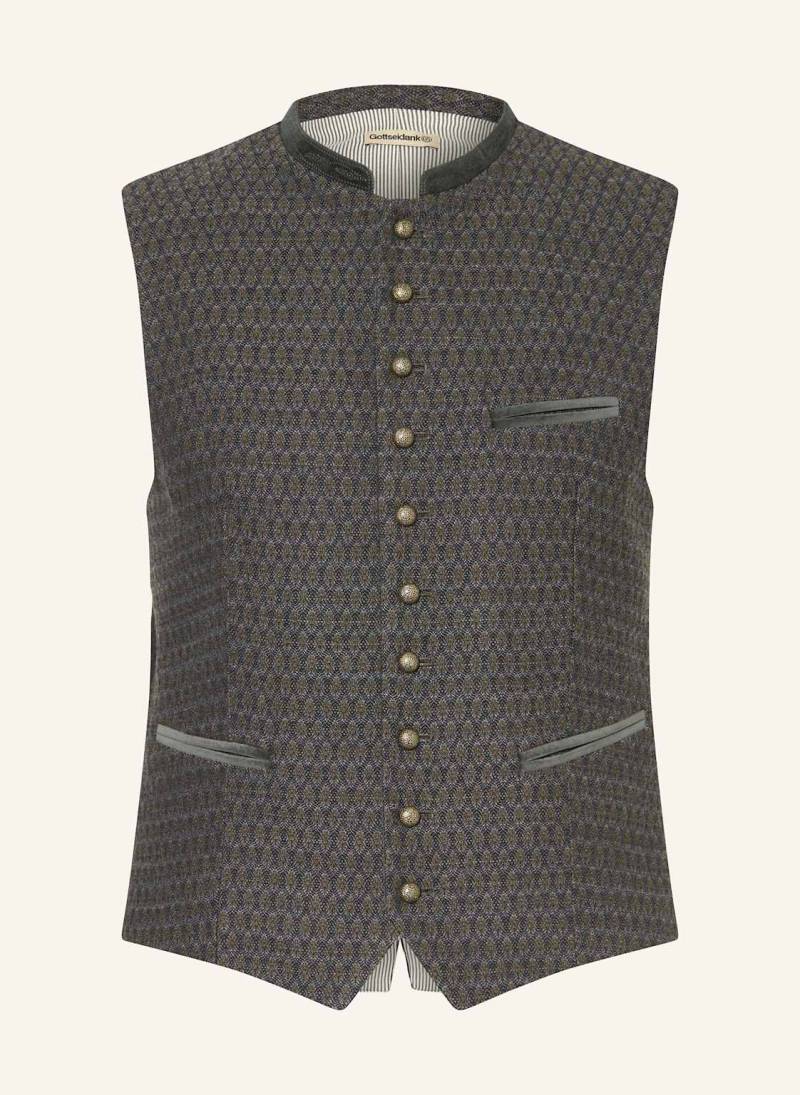 Gottseidank Trachtenweste Konstantin Extra Slim Fit grau von gottseidank