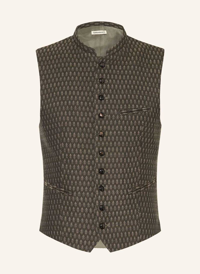 Gottseidank Trachtenweste Konstantin Extra Slim Fit gruen von gottseidank