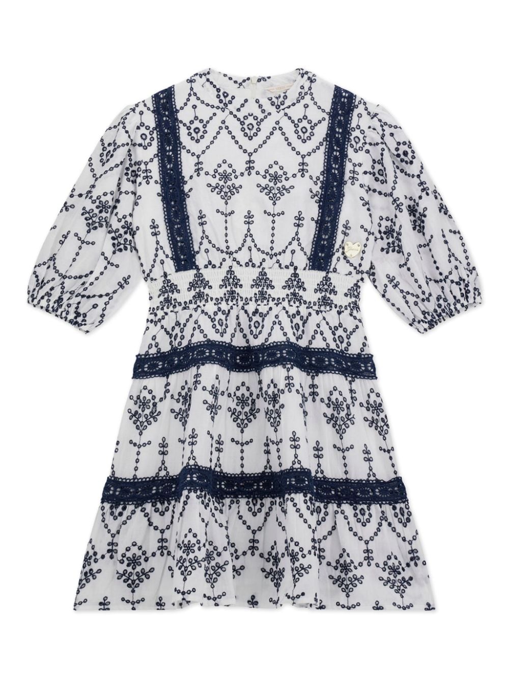 guess kids lace-detail embroidered cotton dress - White von guess kids