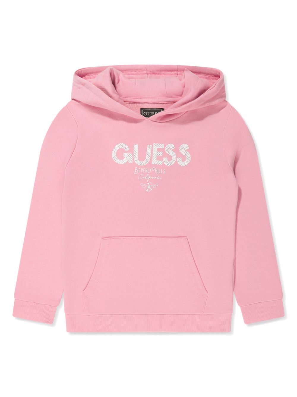 guess kids logo-embellished organic-cotton hoodie - Pink von guess kids