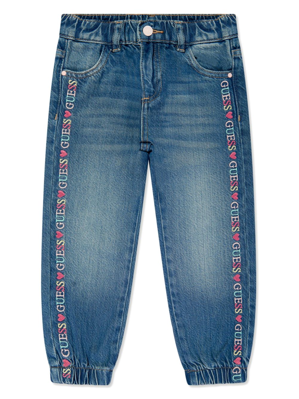 guess kids logo-embroidered tapered jeans - Blue von guess kids