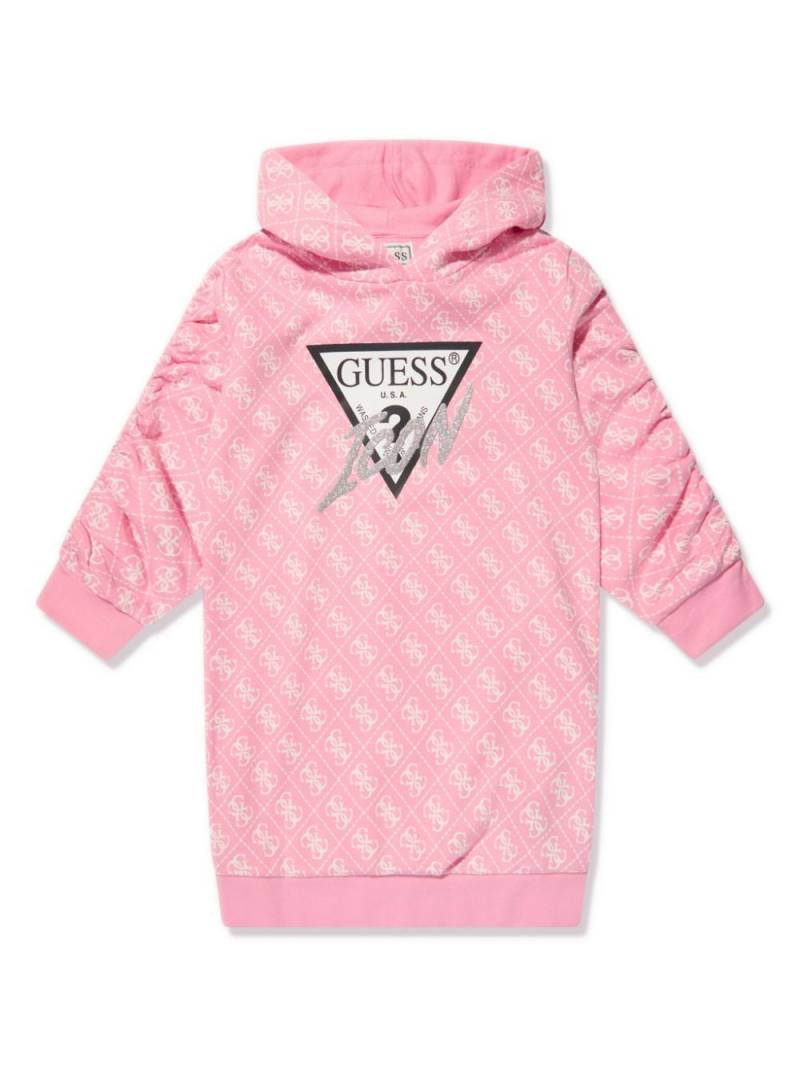 guess kids monogram-print hoodie dress - Pink von guess kids