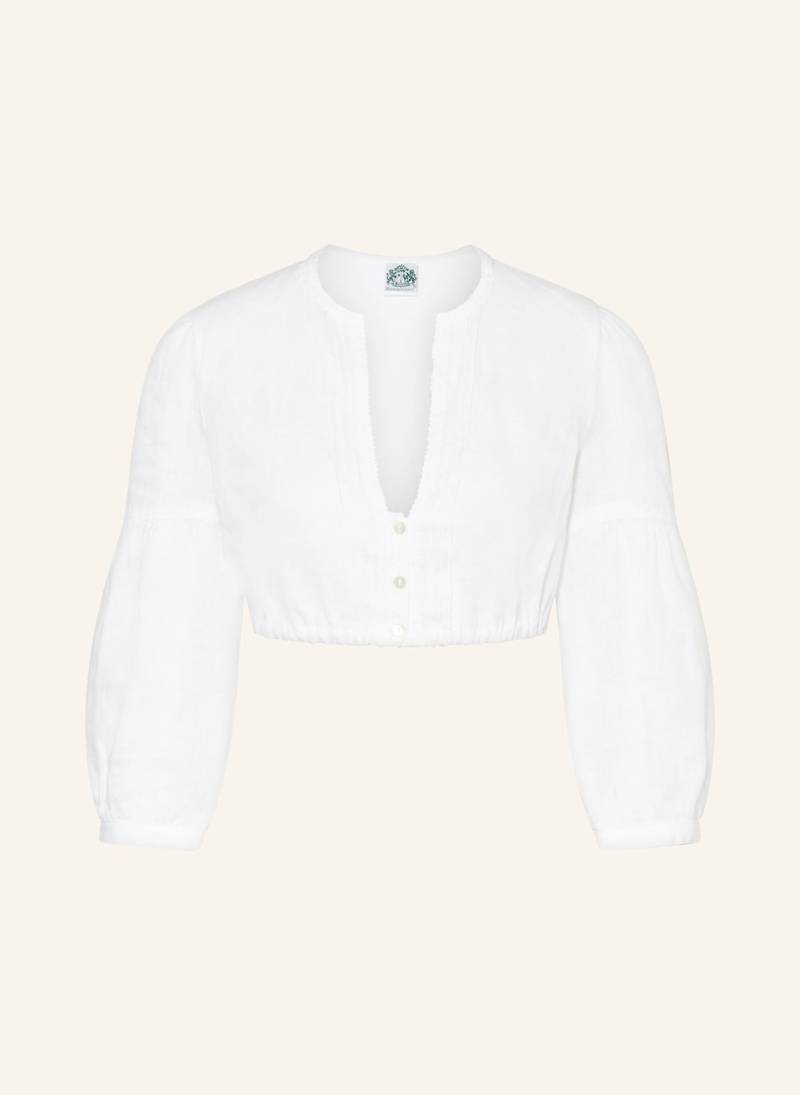Hammerschmid Dirndlbluse Burgi Im Materialmix Mit 3/4-Arm weiss von hammerschmid