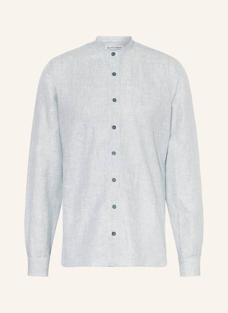 Hammerschmid Trachtenhemd Slim Fit Mit Stehkragen Mit Leinen gruen von hammerschmid