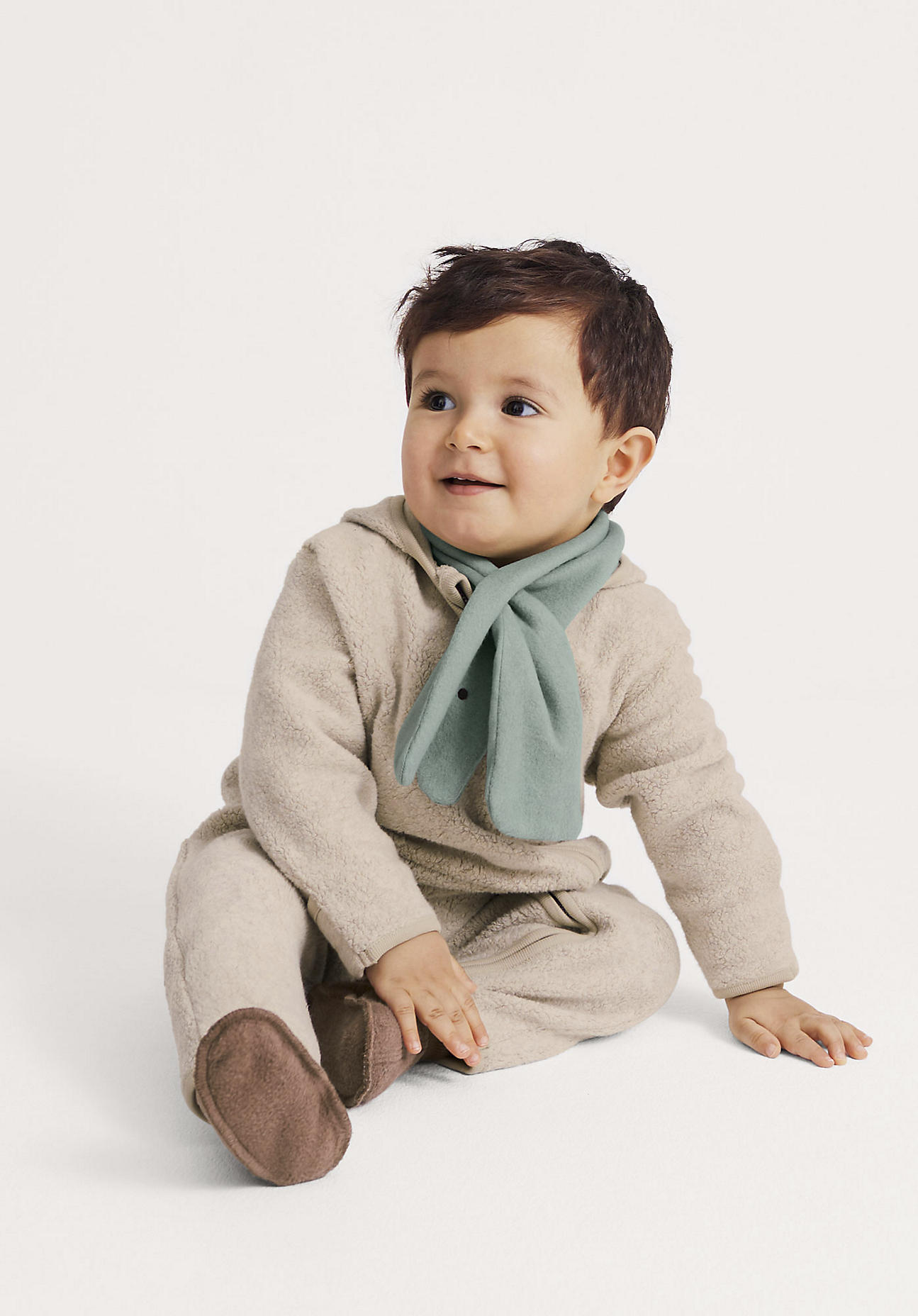 hessnatur Baby Fleece Overall Regular aus Bio-Baumwolle - beige Grösse98 von hessnatur