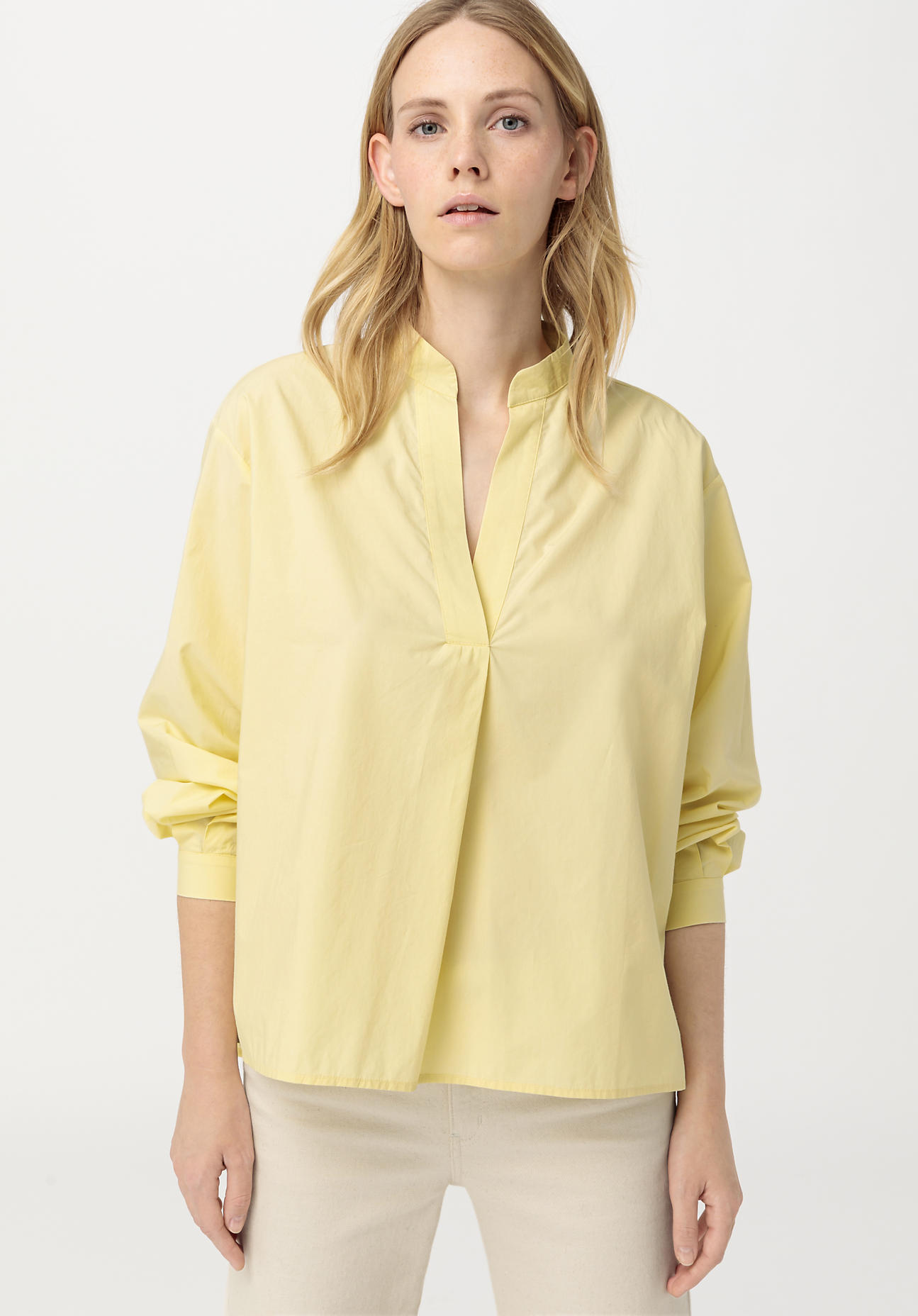 hessnatur Damen Bluse aus Bio-Baumwolle - gelb Grösse36 von hessnatur