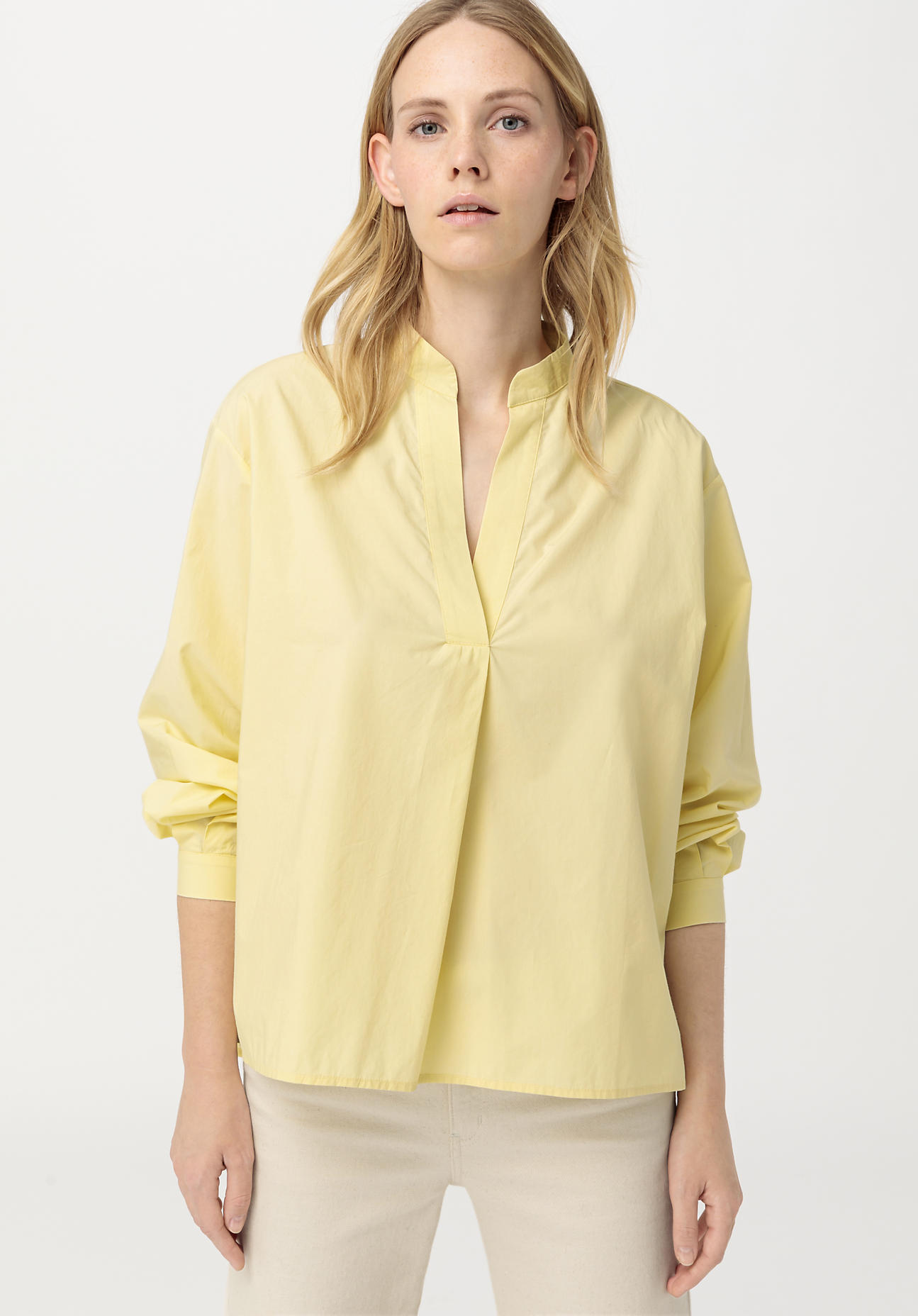 hessnatur Damen Bluse aus Bio-Baumwolle - gelb Grösse40 von hessnatur