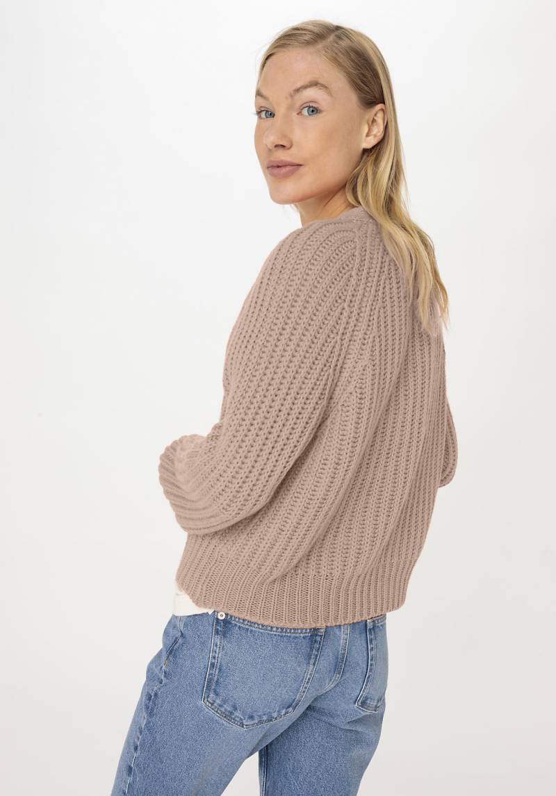 hessnatur Damen Cardigan Relaxed aus Bio-Baumwolle und Bio-Merinowolle - rosa GrösseL von hessnatur