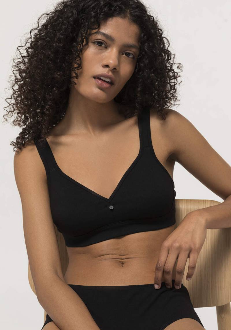 hessnatur Damen Comfort BH bügellos COTTON FEEL aus Bio-Baumwolle - schwarz Grösse75C von hessnatur