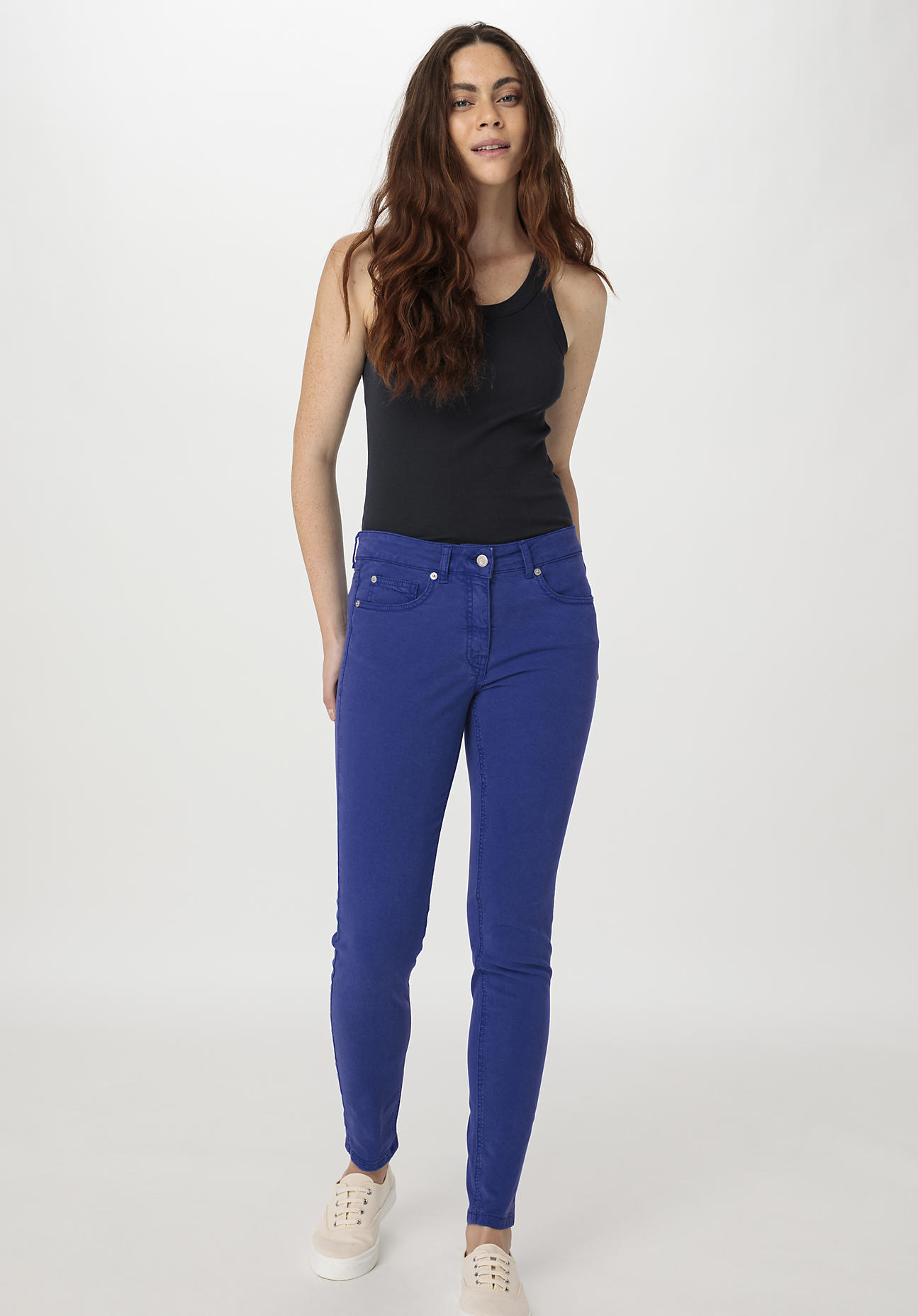 hessnatur Damen Five-Pocket Hose Skinny aus TENCEL™ Lyocell mit Bio-Baumwolle - blau Grösse38 von hessnatur