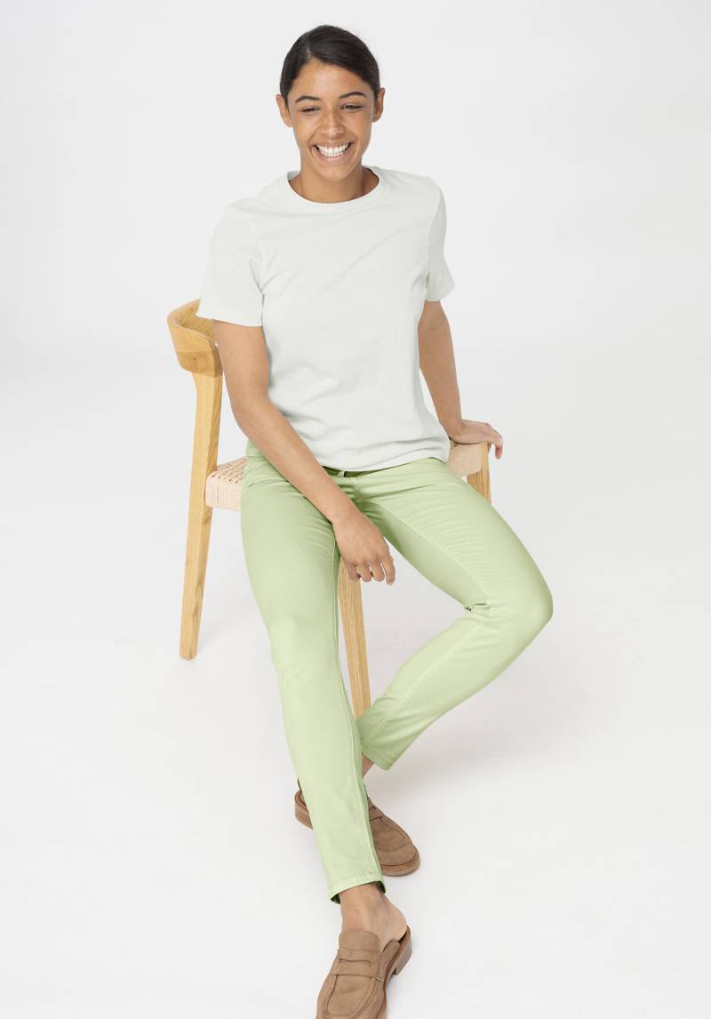 hessnatur Damen Five-Pocket Hose Skinny aus TENCEL™ Lyocell mit Bio-Baumwolle - grün Grösse34 von hessnatur