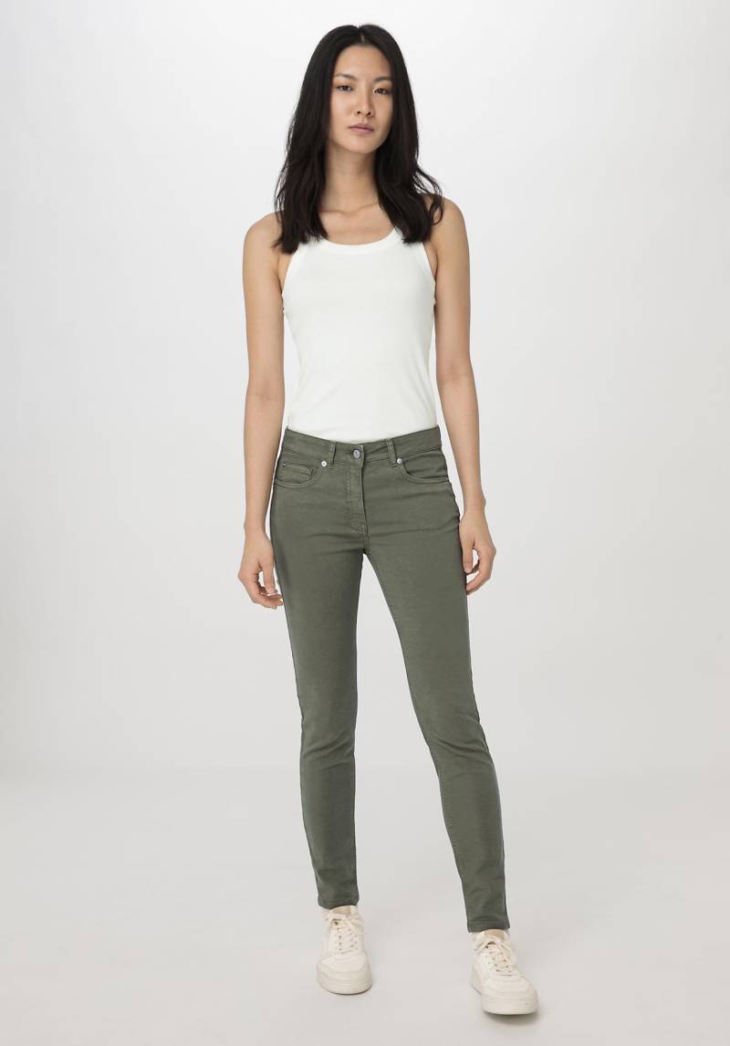 hessnatur Damen Five-Pocket Hose Skinny aus TENCEL™ Lyocell mit Bio-Baumwolle - grün Grösse46 von hessnatur