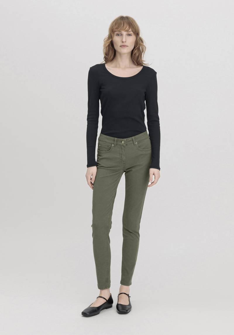 hessnatur Damen Hose Five Pocket Skinny aus TENCEL™ Lyocell mit Bio-Baumwolle - grün Grösse46 von hessnatur