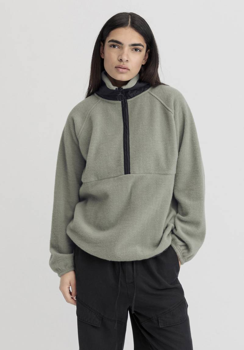 hessnatur Damen Fleece-Troyer Oversize aus Bio-Merinowolle mit Bio-Baumwolle - grün GrösseL von hessnatur