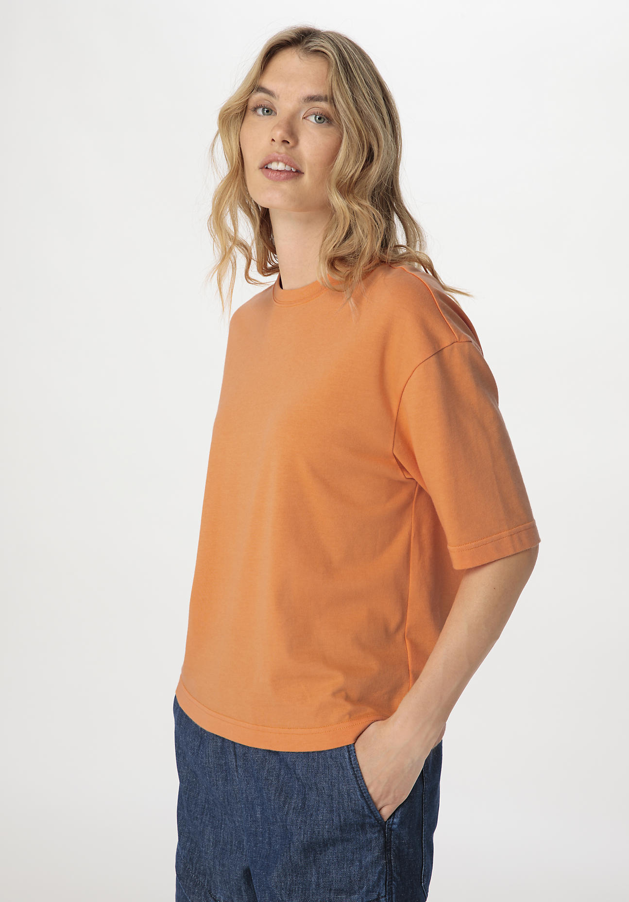 hessnatur Damen Heavy Shirt Oversize aus Bio-Baumwolle - orange Grösse34 von hessnatur