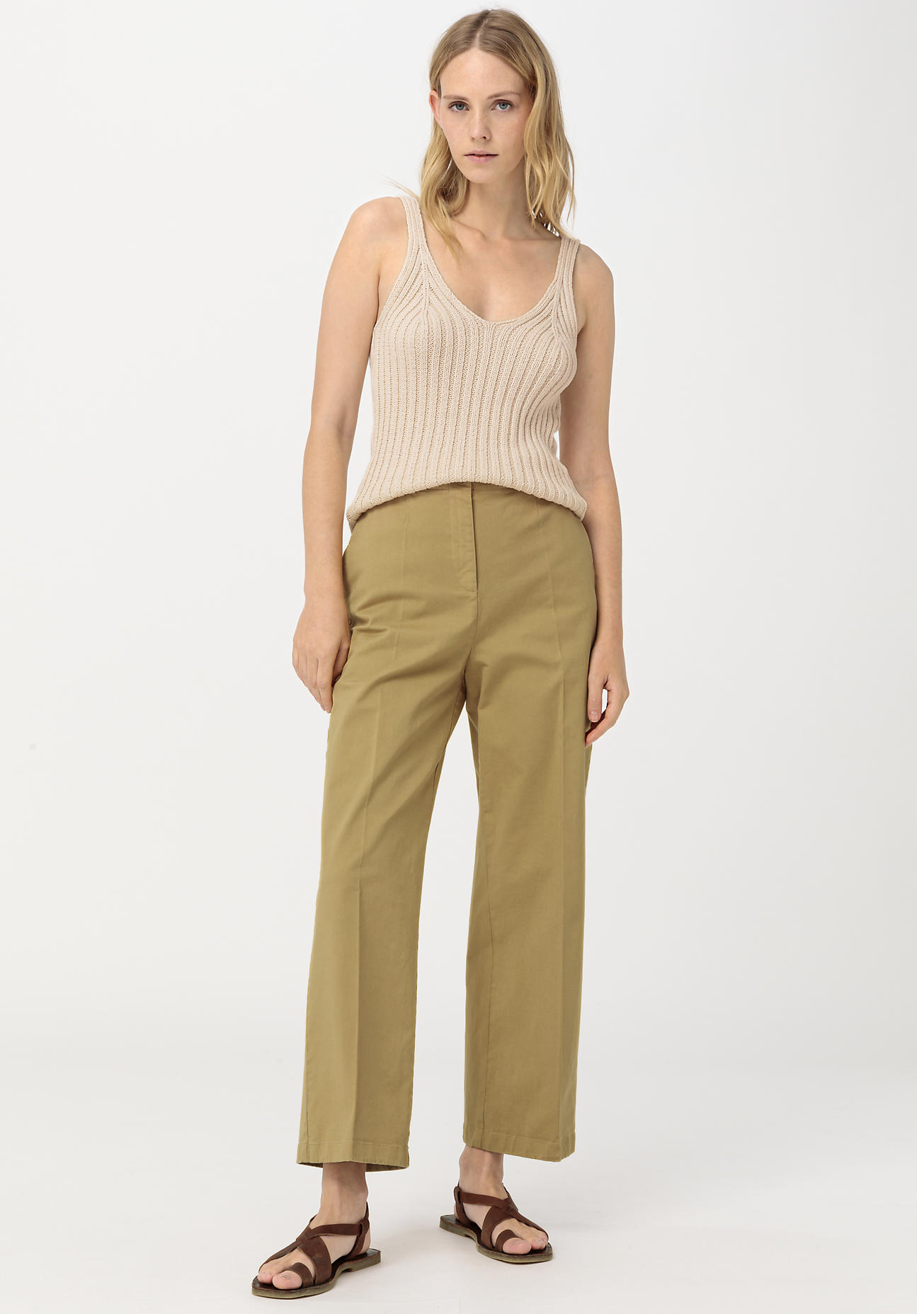 hessnatur Damen Hose Wide Leg aus Bio-Baumwolle mit Hanf - grün Grösse38 von hessnatur