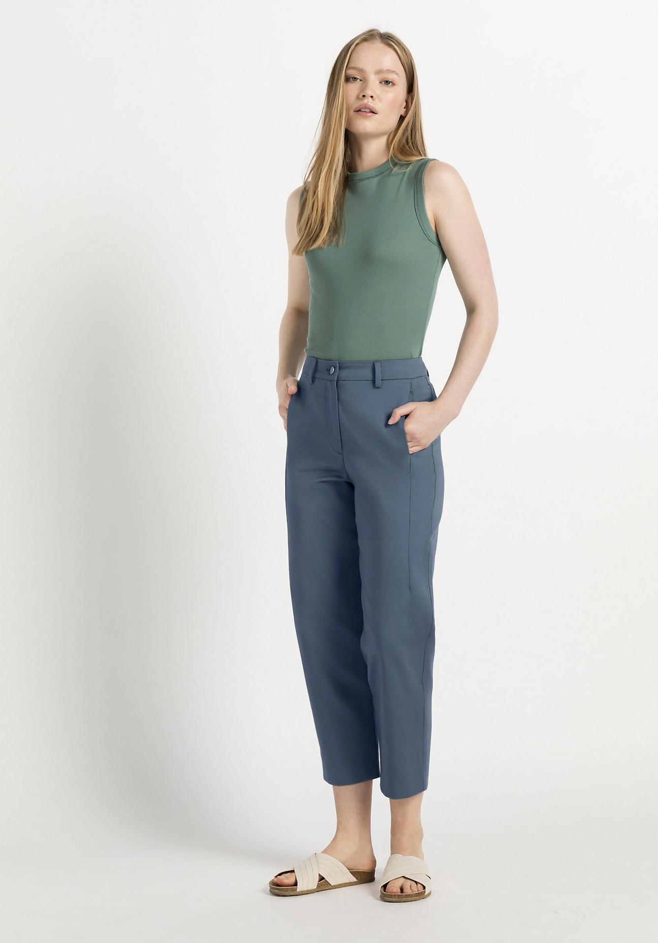 hessnatur Damen Hose aus Bio-Baumwolle - blau Grösse34 von hessnatur