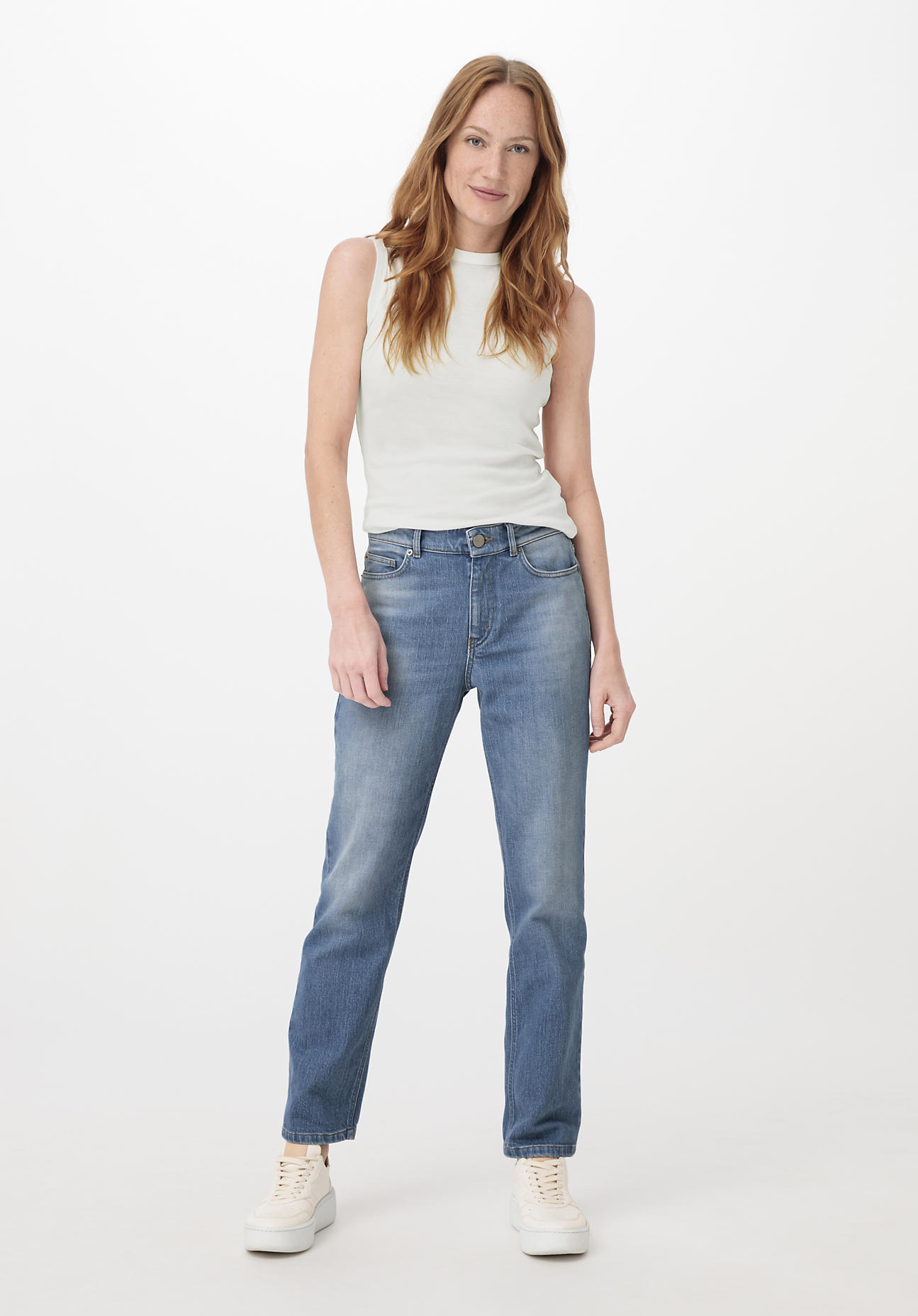 hessnatur Damen Jeans BEA High Rise Straight Cropped aus Bio-Denim - blau Grösse27/30 von hessnatur