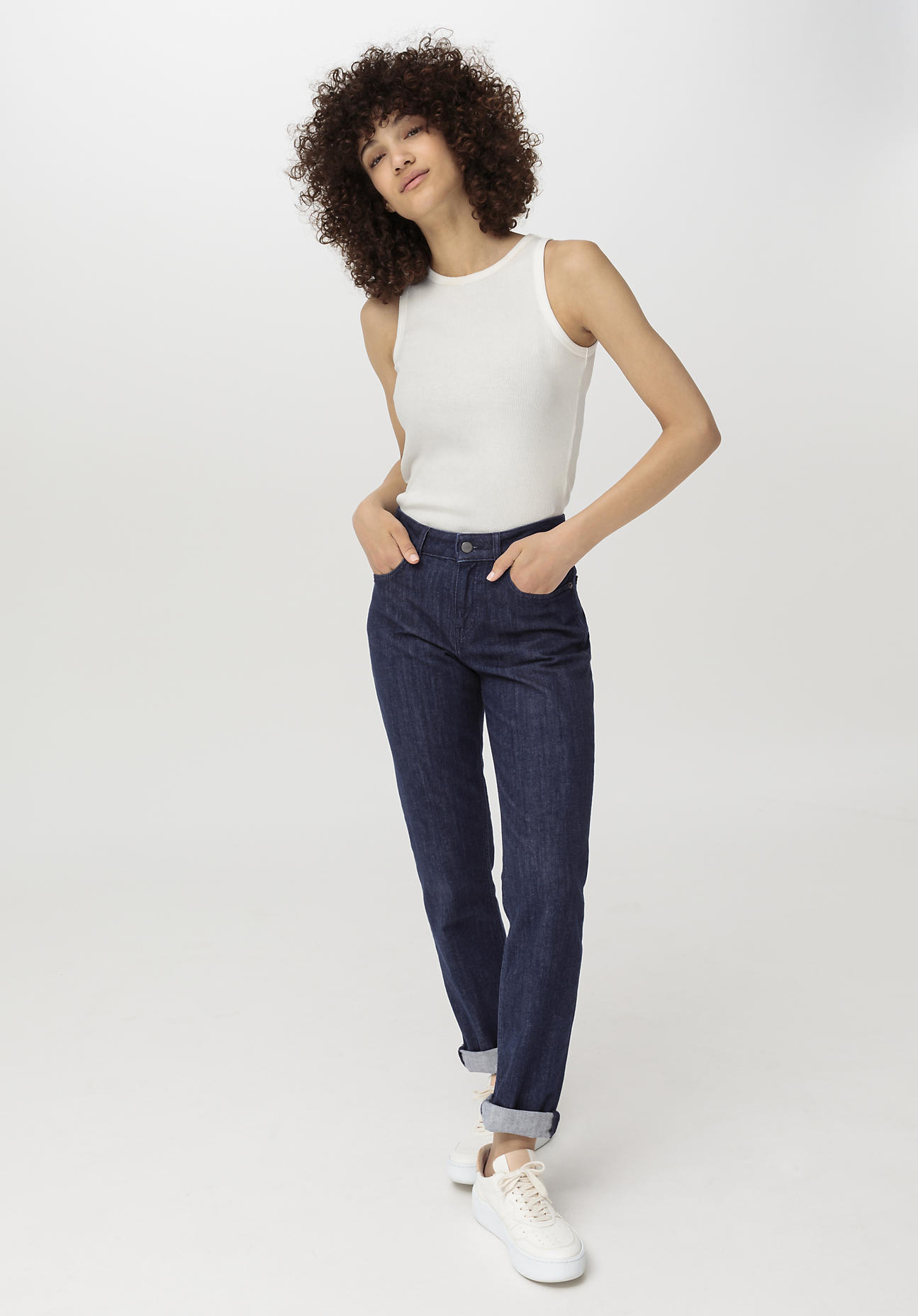 hessnatur Damen Jeans MARIE Mid Rise Straight aus Bio-Denim - blau Grösse28/30 von hessnatur