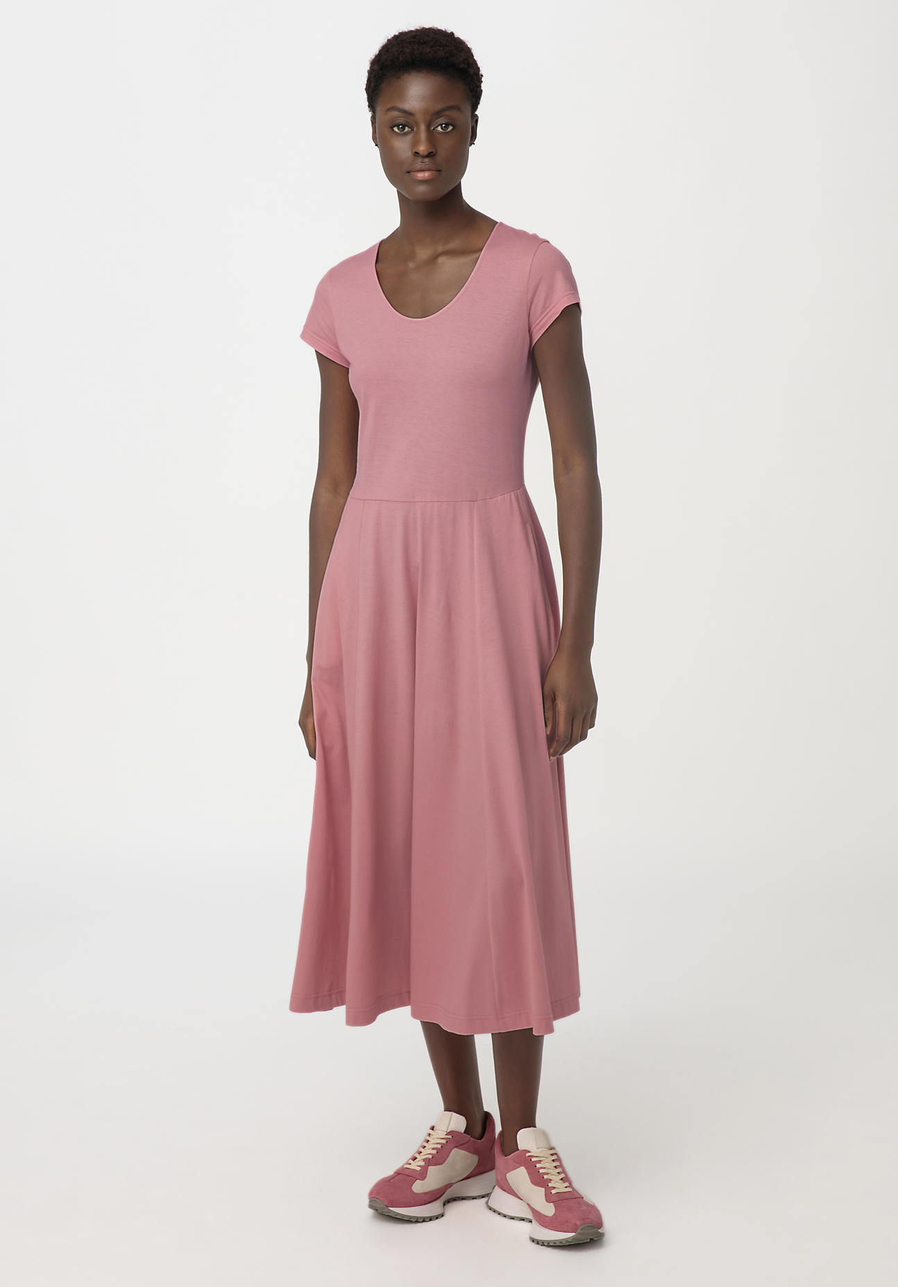 hessnatur Damen Jersey-Kleid aus Bio-Baumwolle - rosa Grösse34 von hessnatur