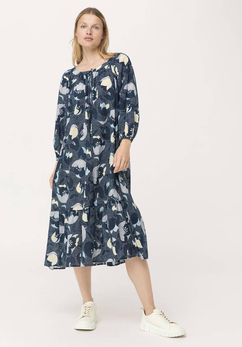 hessnatur Damen Kleid aus Bio-Baumwolle - blau Grösse38 von hessnatur