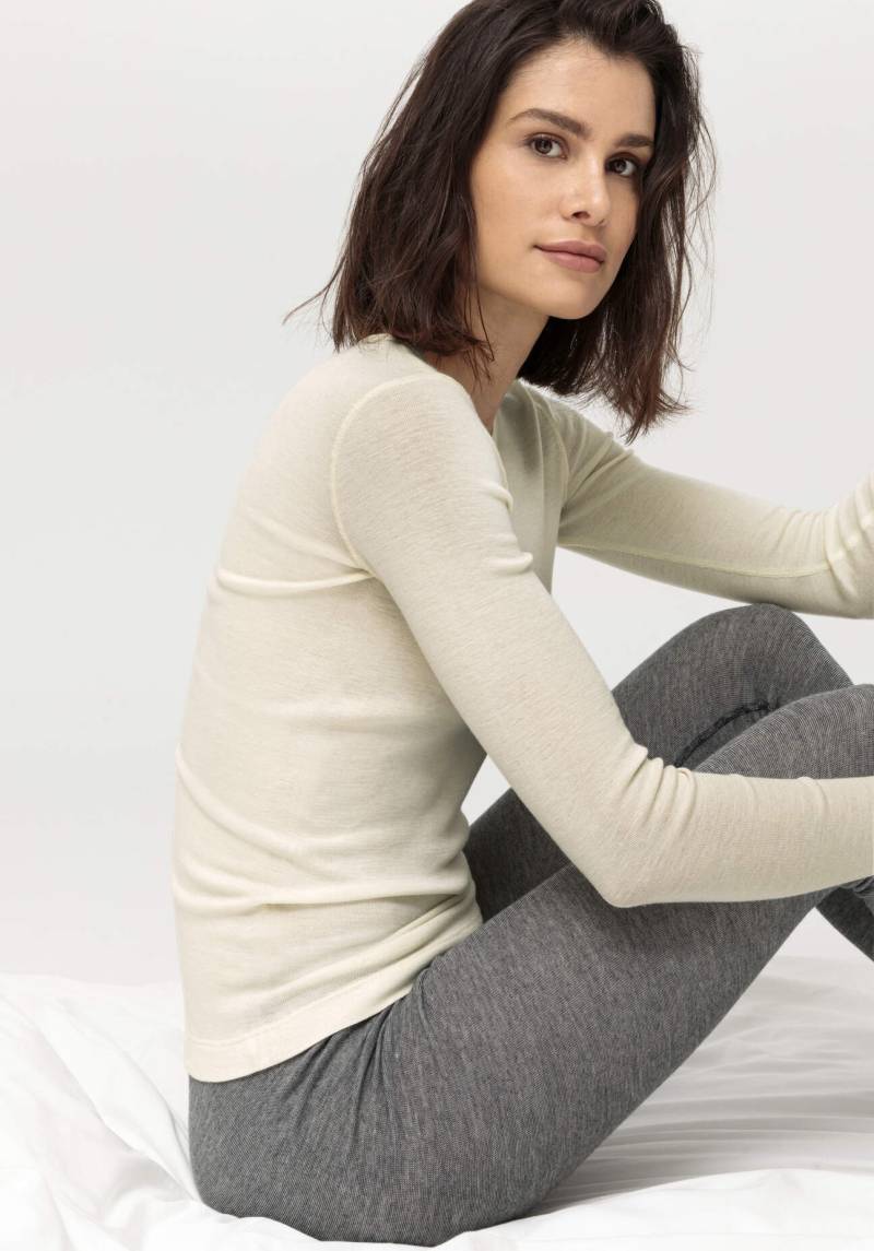 hessnatur Damen Langarmshirt SILK & WARM TOUCH mit Bio-Merinowolle und Seide - naturfarben Grösse46 von hessnatur