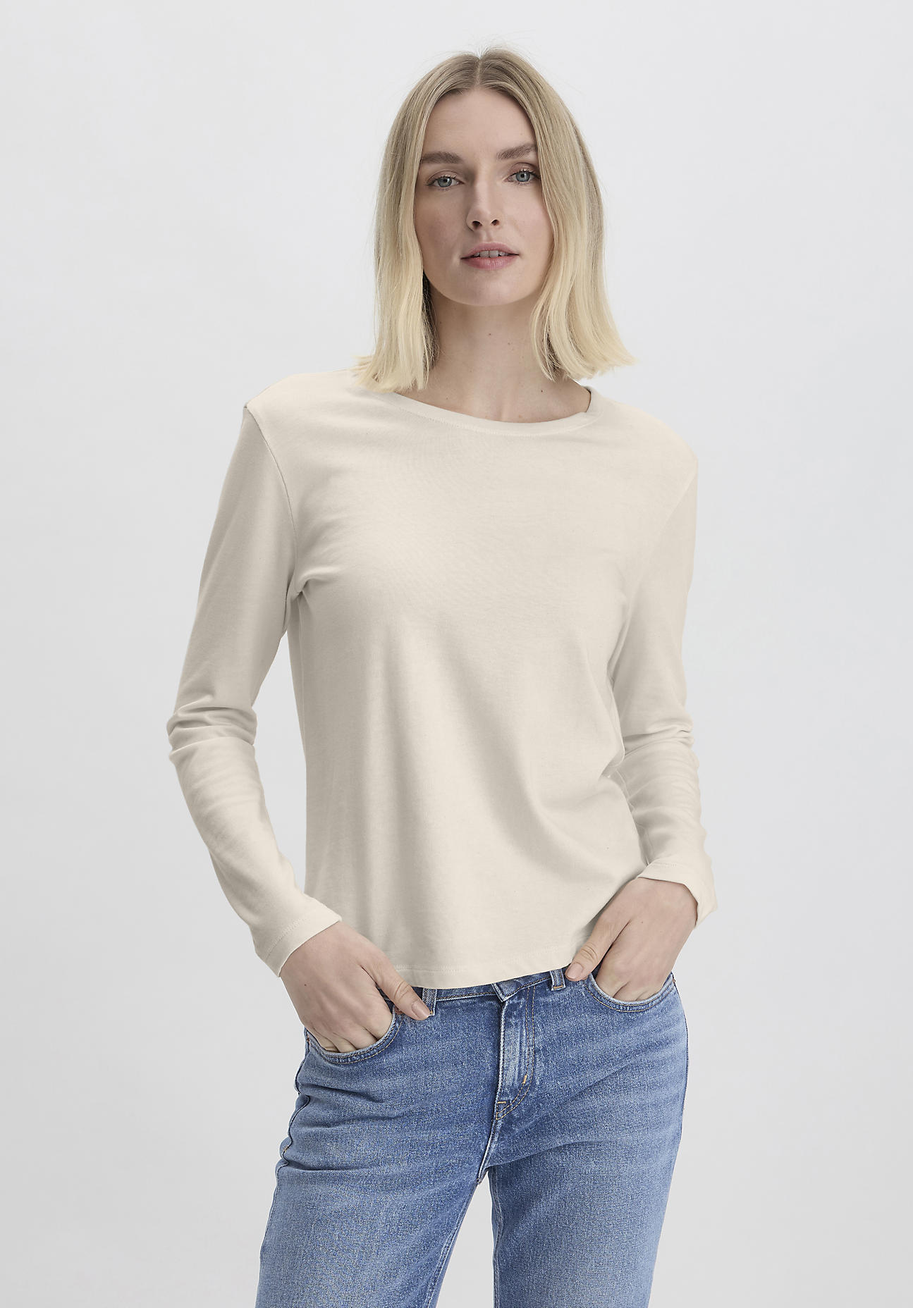 hessnatur Damen Heavy Langarmshirt Regular aus Bio-Baumwolle - naturfarben Grösse36 von hessnatur