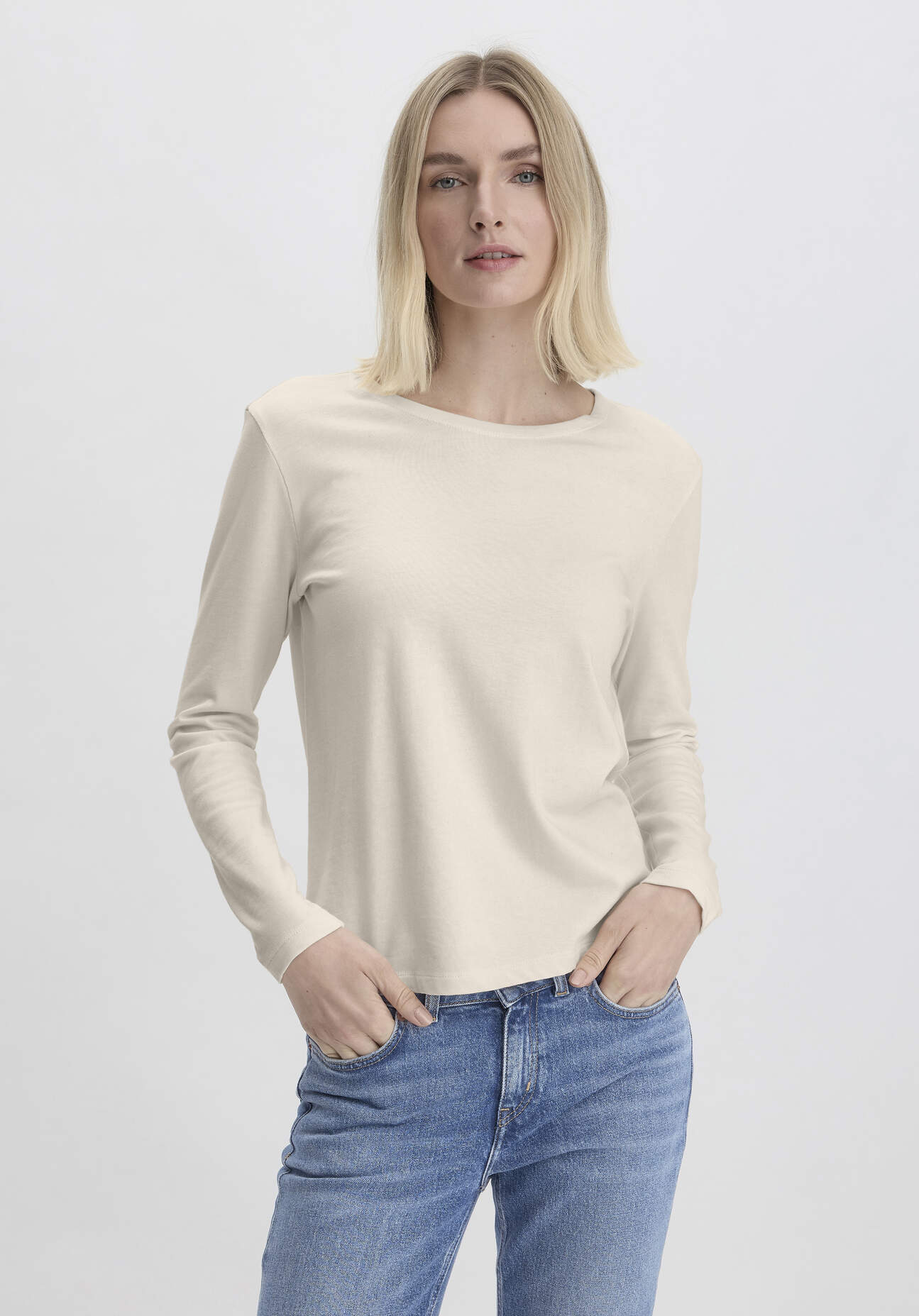 hessnatur Damen Heavy Langarmshirt Regular aus Bio-Baumwolle - naturfarben Grösse38 von hessnatur