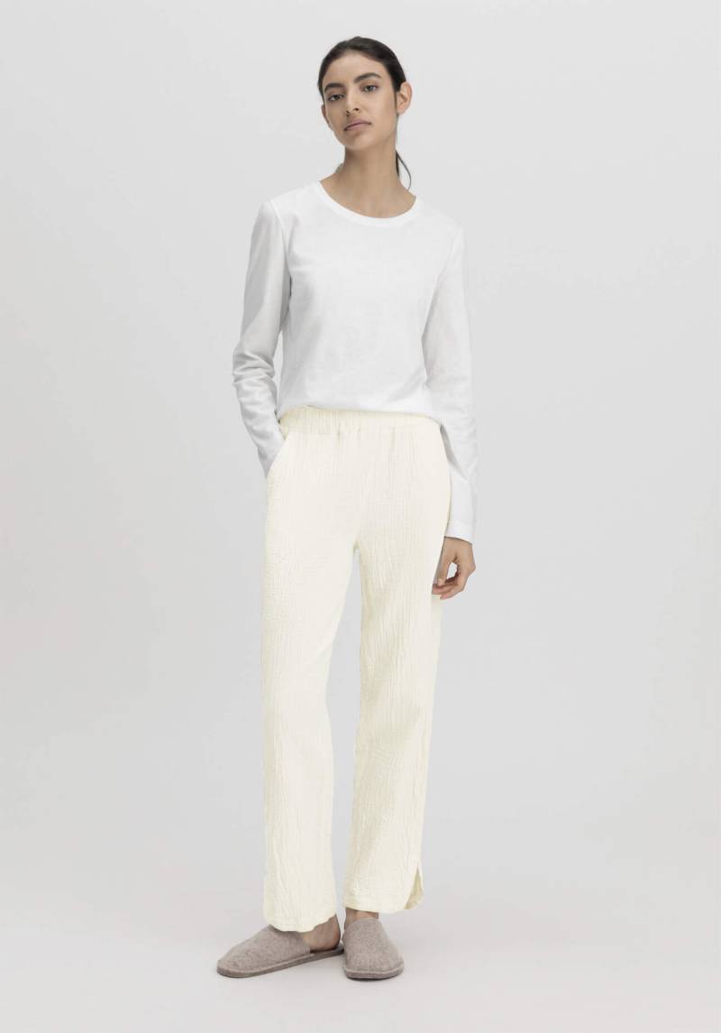hessnatur Damen Musselin Schlafhose Regular PURE COMFORT aus Bio-Baumwolle - naturfarben Grösse48 von hessnatur