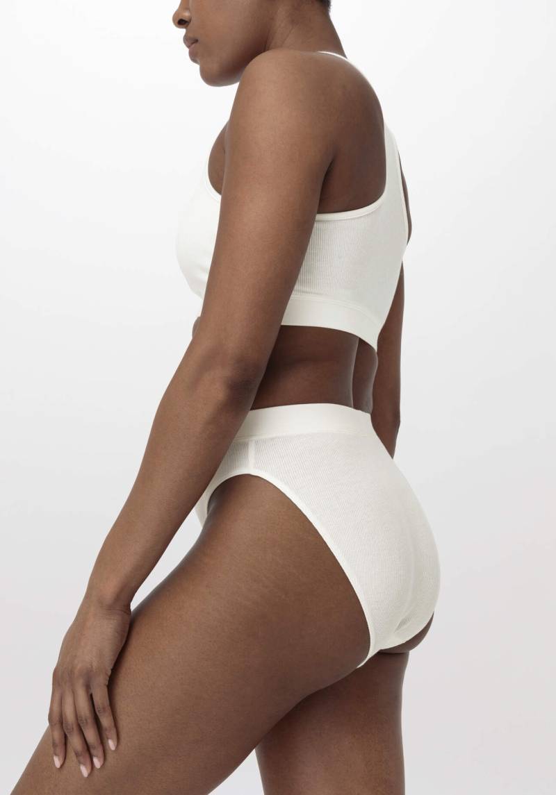 hessnatur Damen Midislip High Waist SOFT RIB aus Bio-Baumwolle - weiß Grösse42 von hessnatur