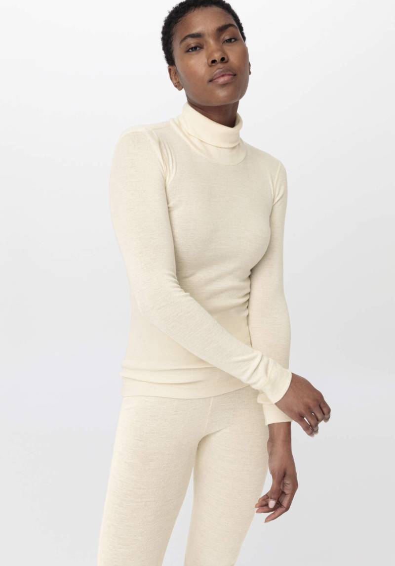 hessnatur Damen Merino Langarmshirt SILK & WARM TOUCH - naturfarben Grösse48 von hessnatur