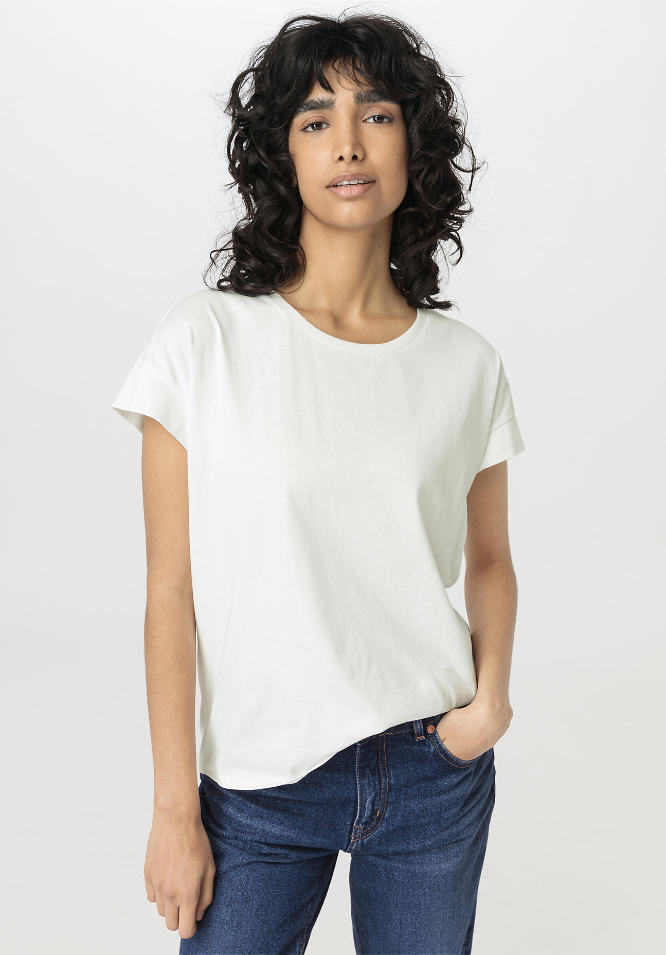 hessnatur Damen Shirt Relaxed aus Bio-Baumwolle - weiß Grösse44 von hessnatur