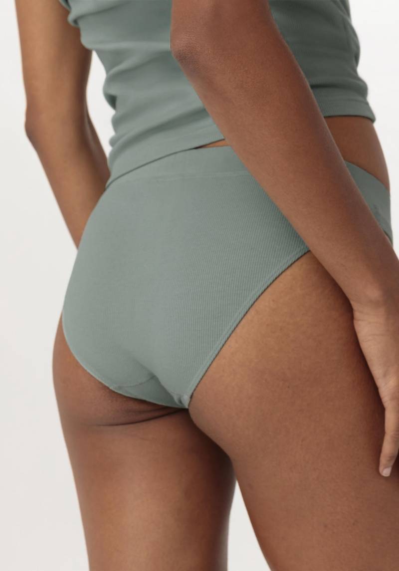 hessnatur Damen Slip Regular Cut SOFT RIB aus Bio-Baumwolle - grün Grösse44 von hessnatur