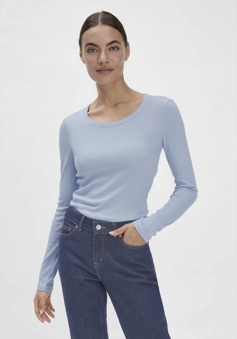 hessnatur Damen Softrib Shirt Fitted aus Bio-Baumwolle mit TENCEL™ Modal - blau Grösse38 von hessnatur