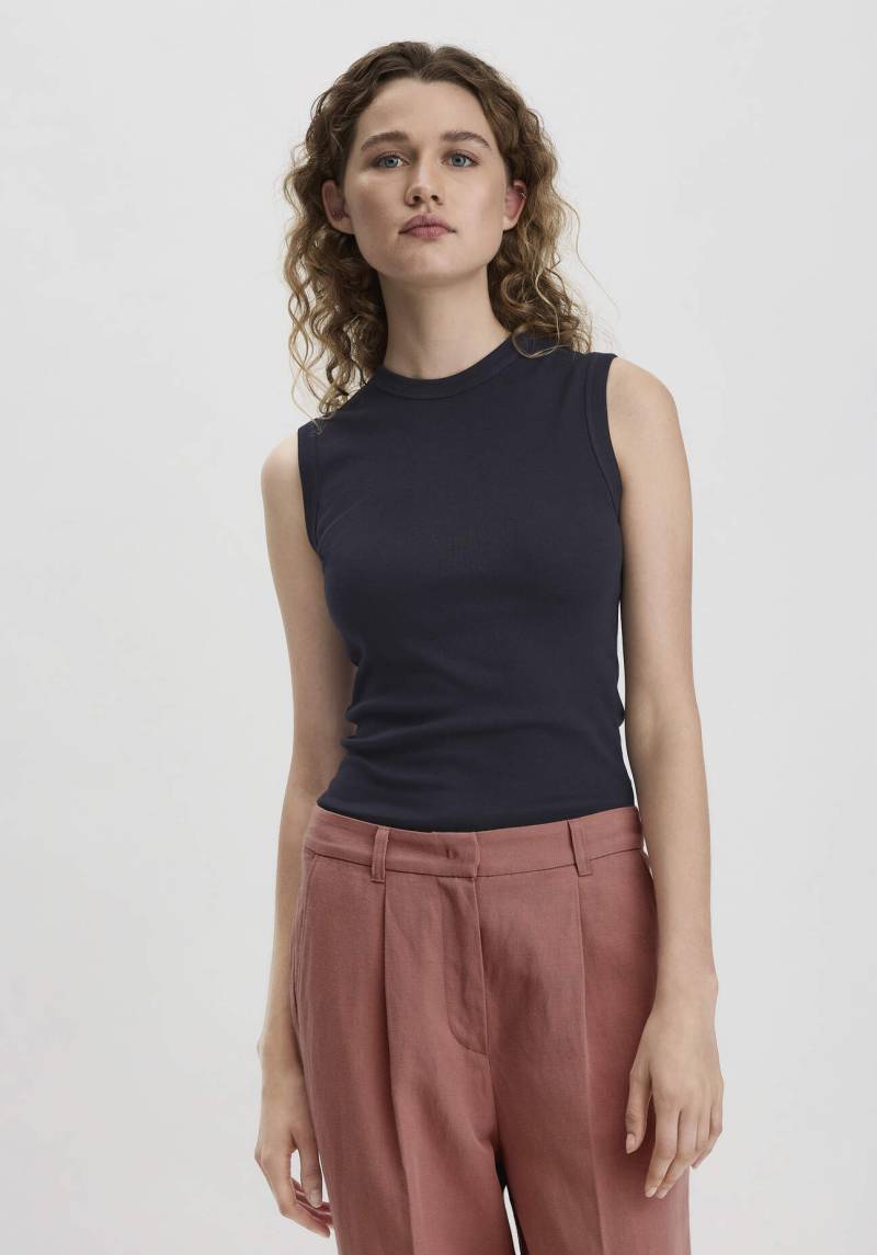 hessnatur Damen Softrib Top Fitted aus Bio-Baumwolle und TENCEL™ Modal - blau Grösse42 von hessnatur