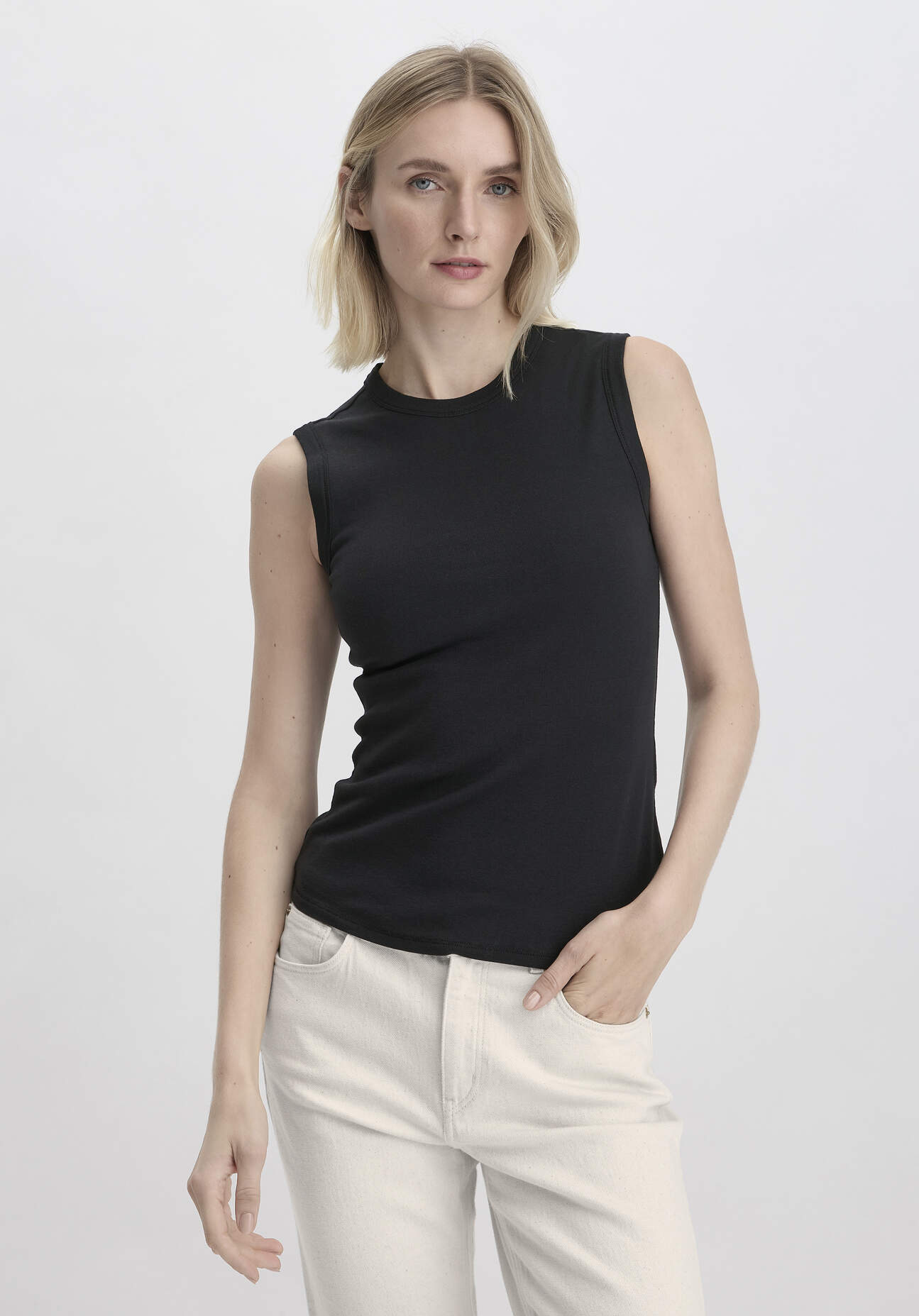 hessnatur Damen Softrib Top Slim aus Bio-Baumwolle und TENCEL™ Modal - schwarz Grösse38 von hessnatur